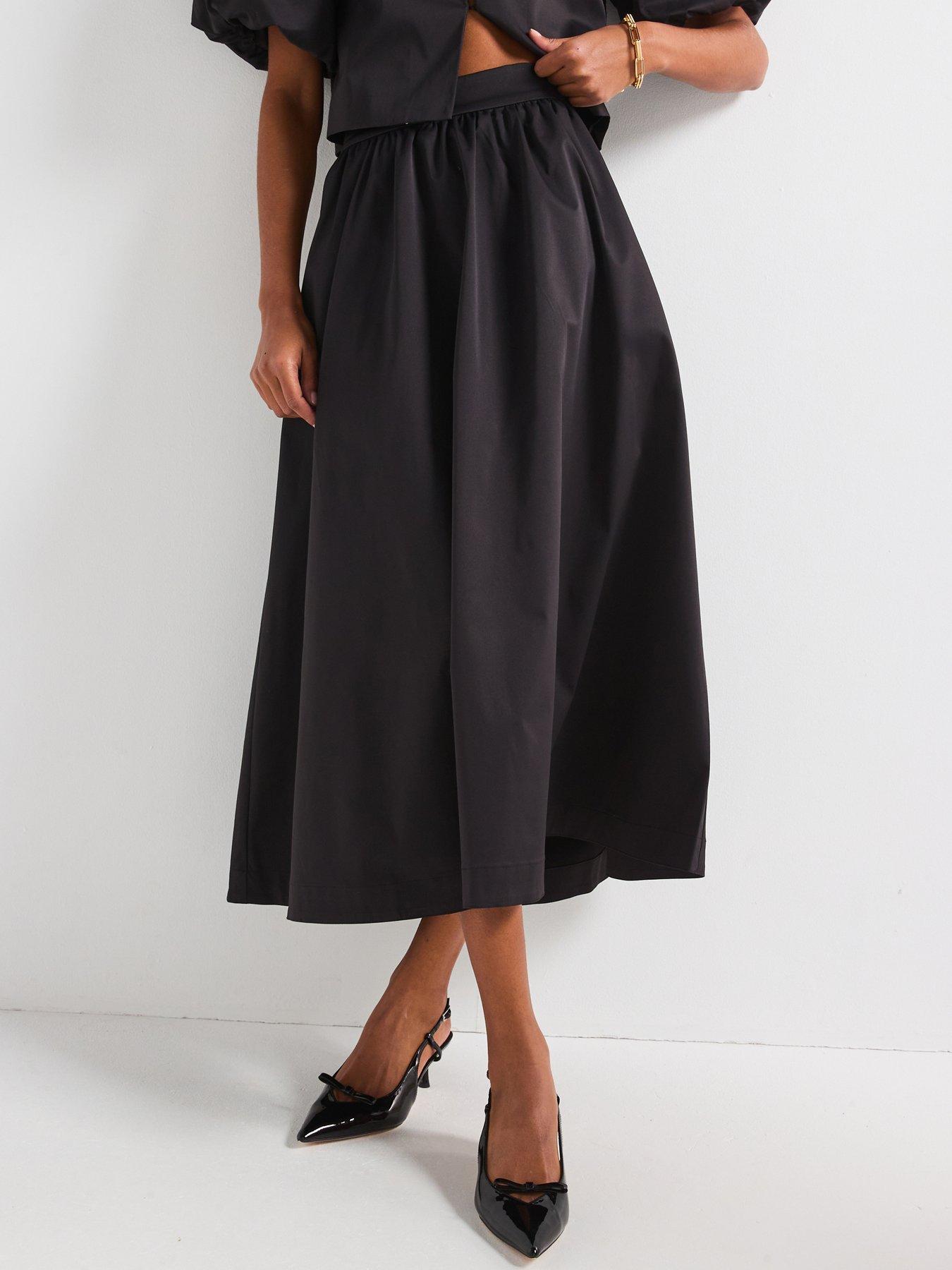 undefined High Rise Midi Skirt - Grey