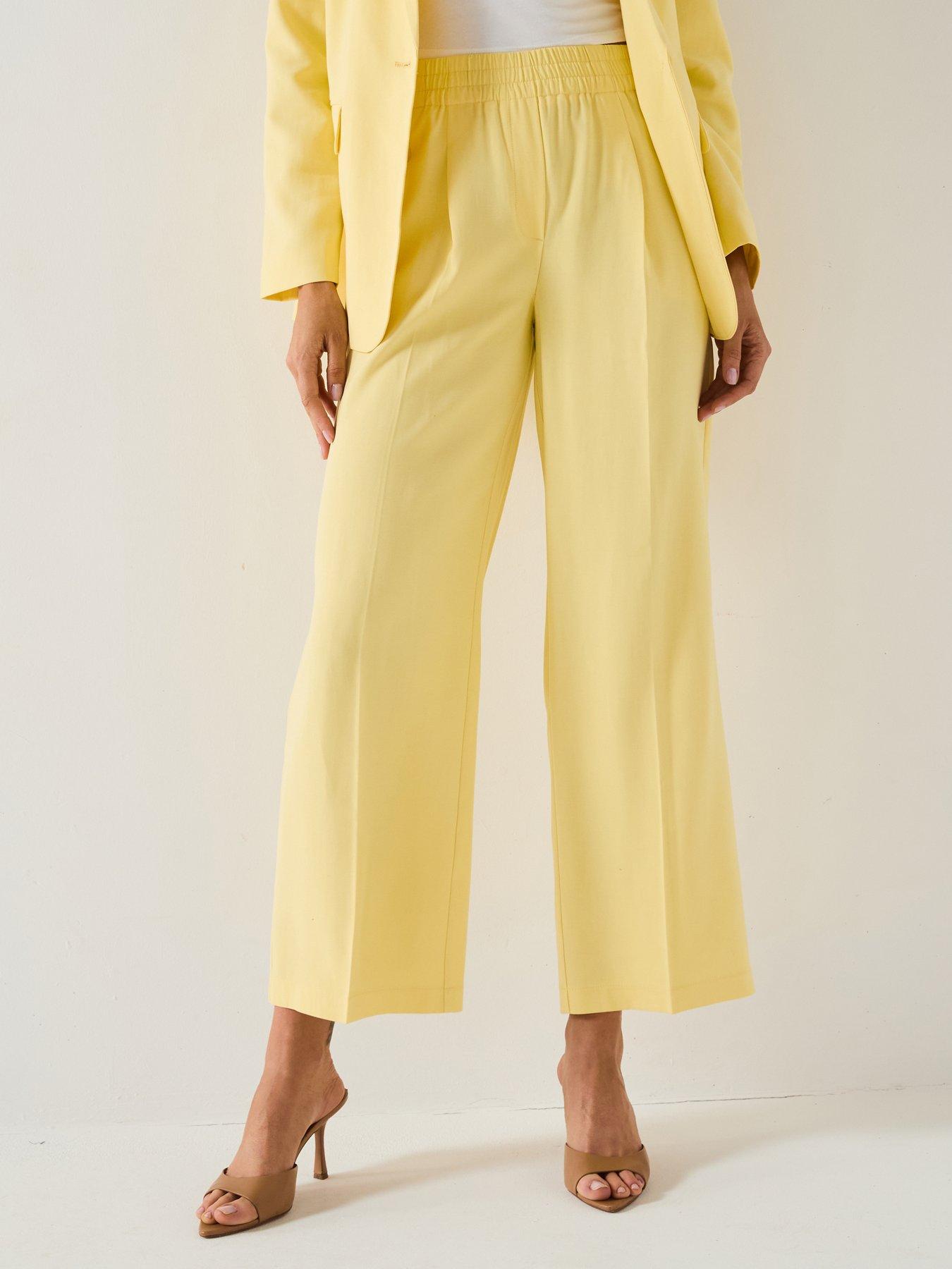 undefined High Waist Pleated Trouser - Yellow