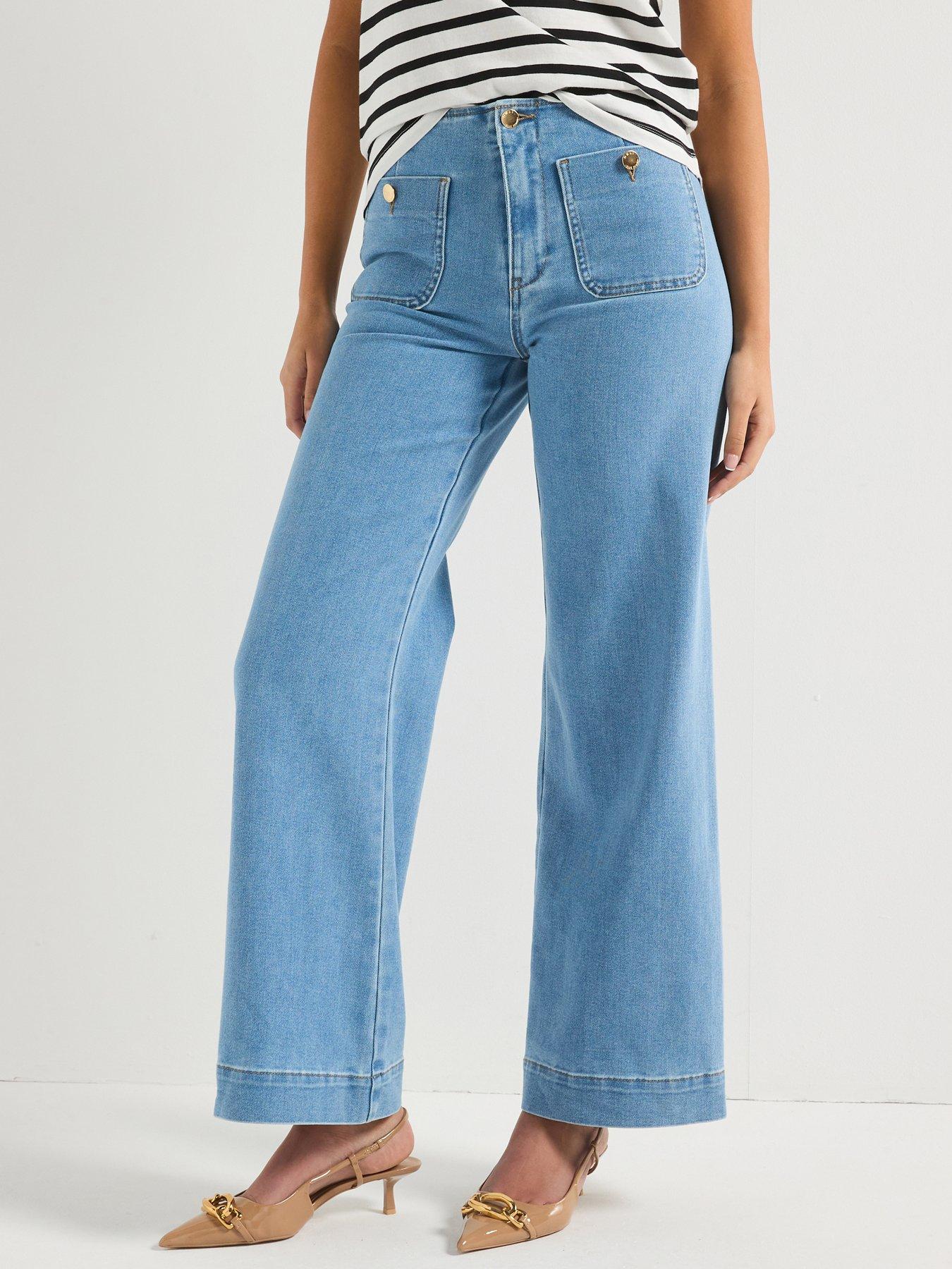 Image 1 of 4 of Only High Waist Pocket Denim Jeans - Blue