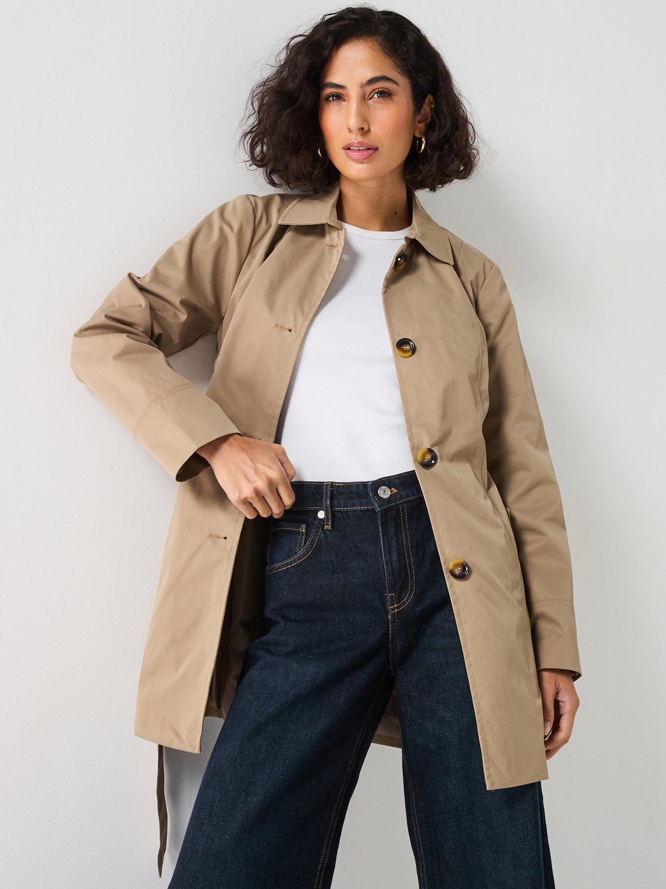 undefined Collar Trench Coat - Brown