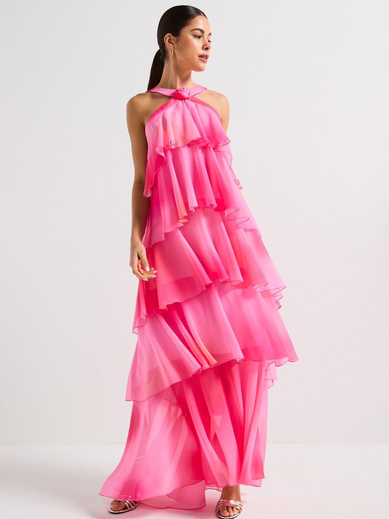 Ruffled Halter Neck Maxi Dress