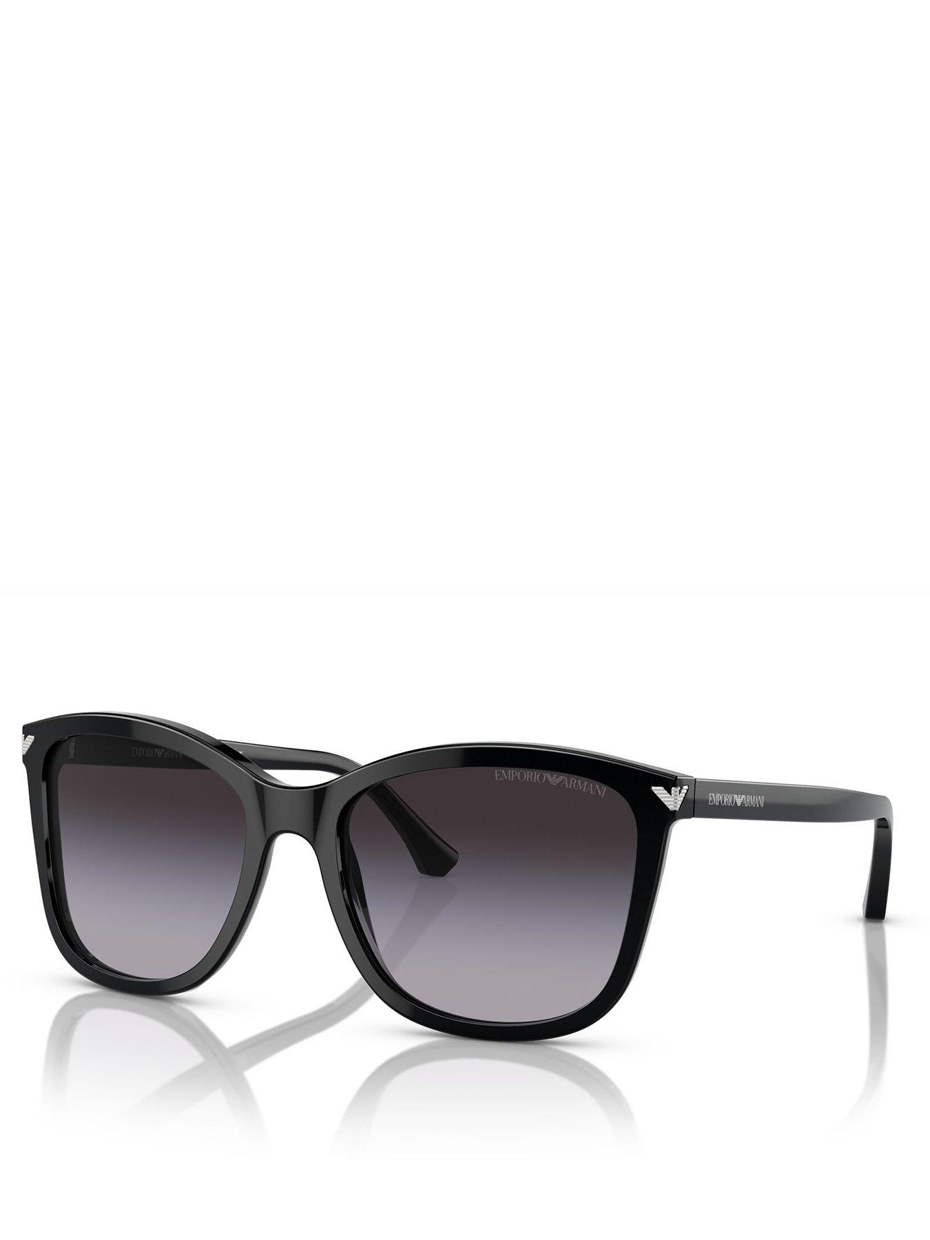 Emporio Armani 0ea4060 Square Sunglasses Shiny Black Frame With Gradient Grey Lens