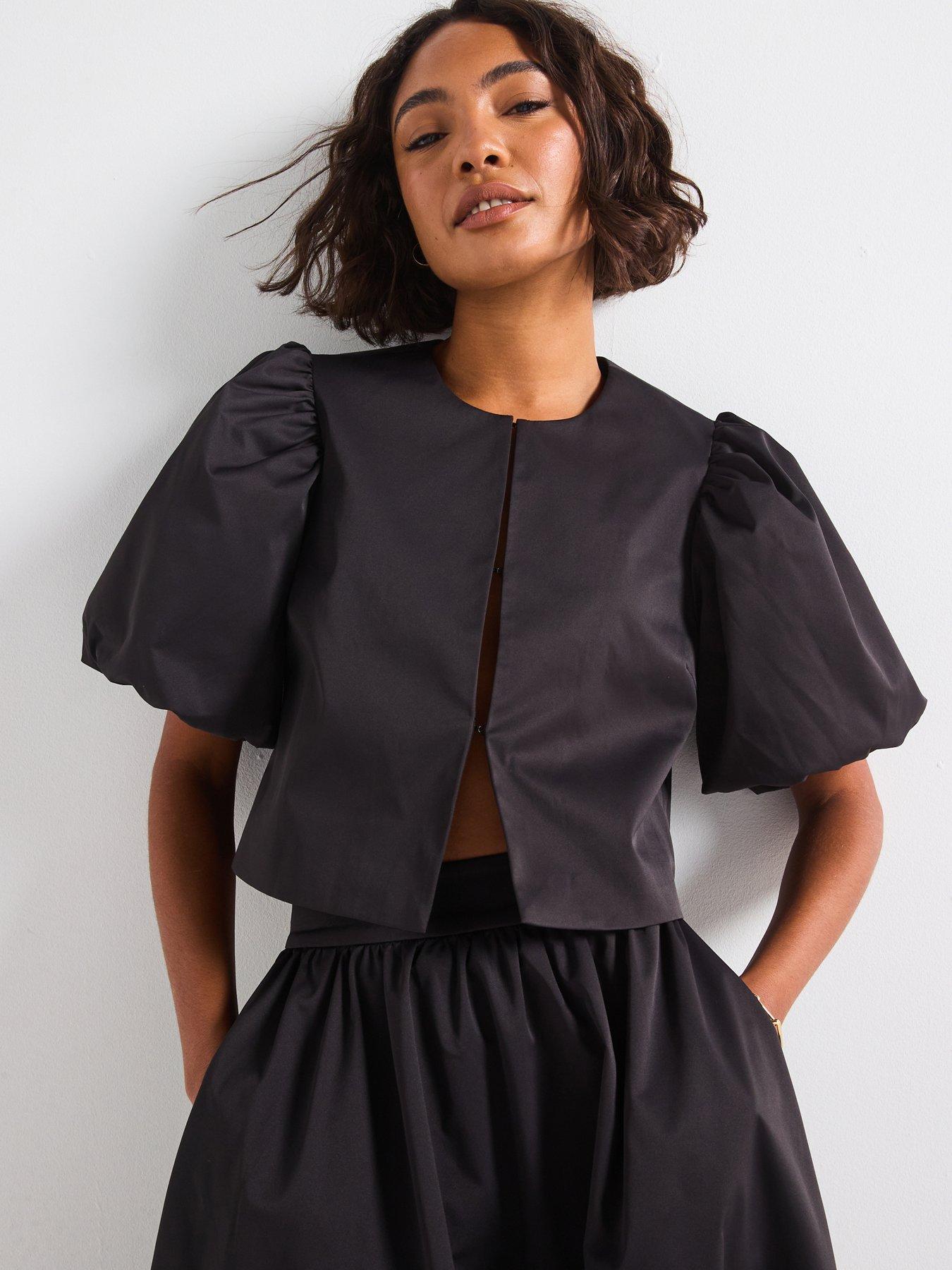 Image 1 of 6 of Rouge Round Neck Short Sleeve Jacket - Grey