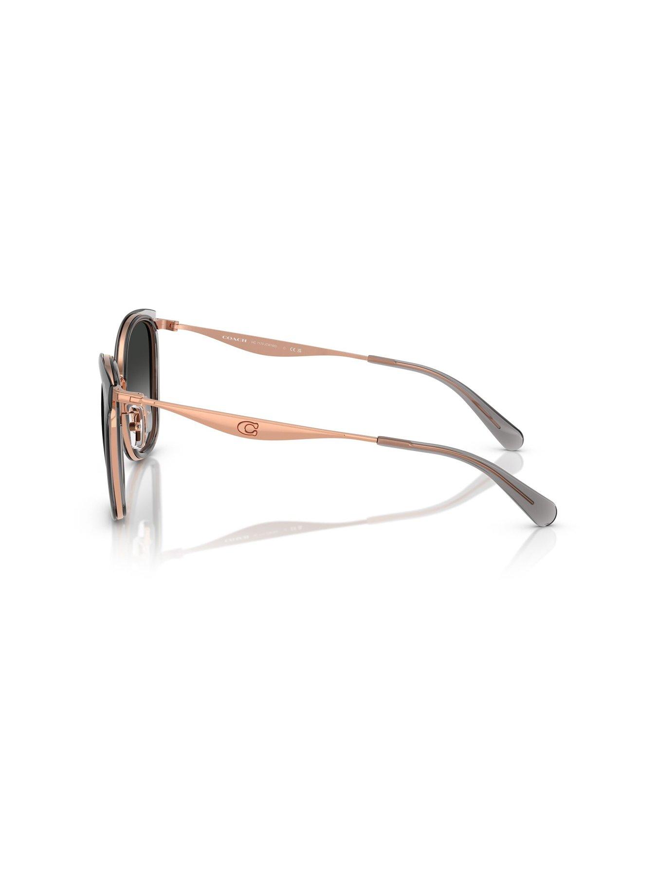 Image 2 of 4 of COACH Square Sunglasses- Rose Gold Metal Frame With Dark Grey Lens