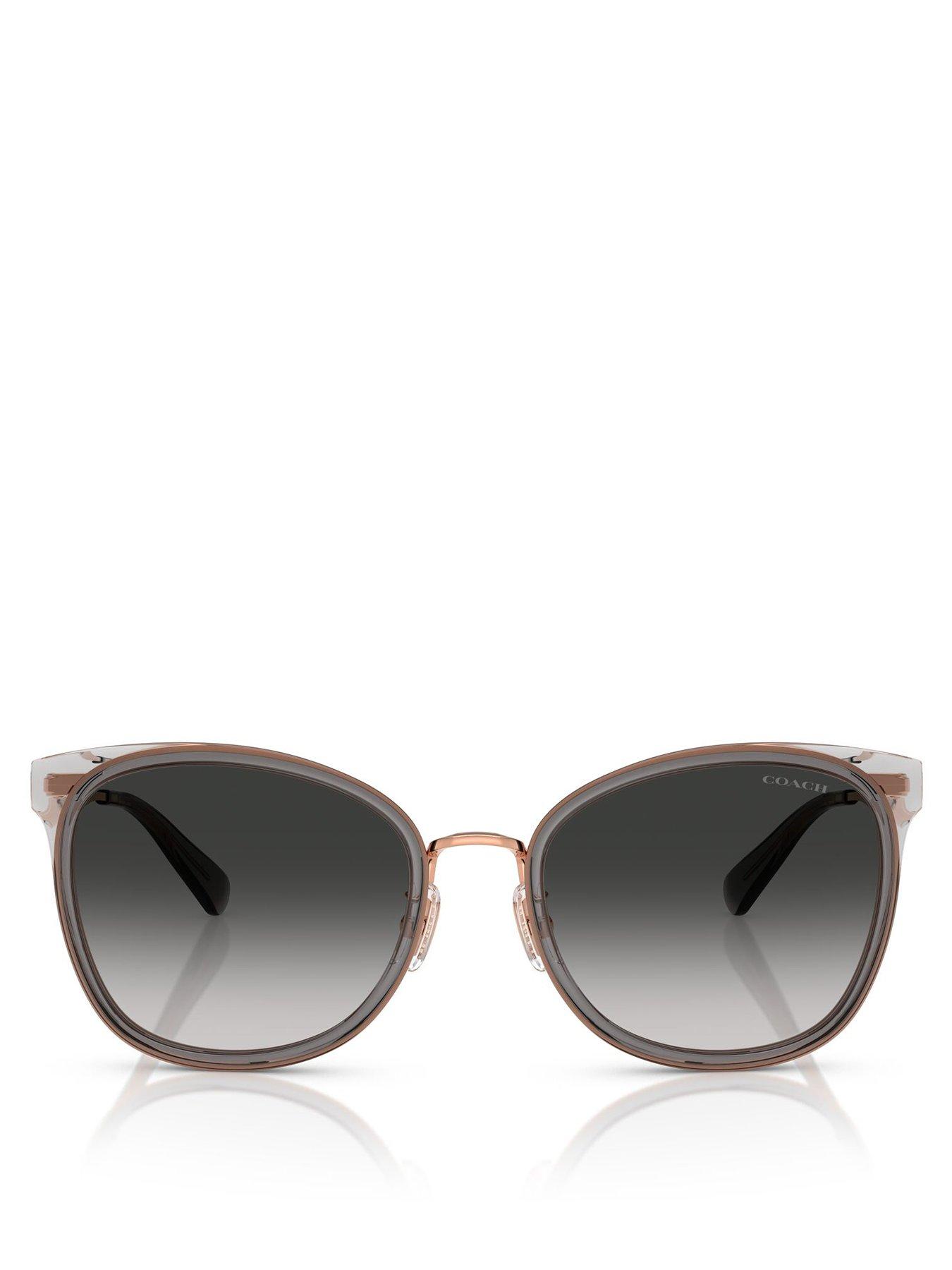 Image 3 of 4 of COACH Square Sunglasses- Rose Gold Metal Frame With Dark Grey Lens