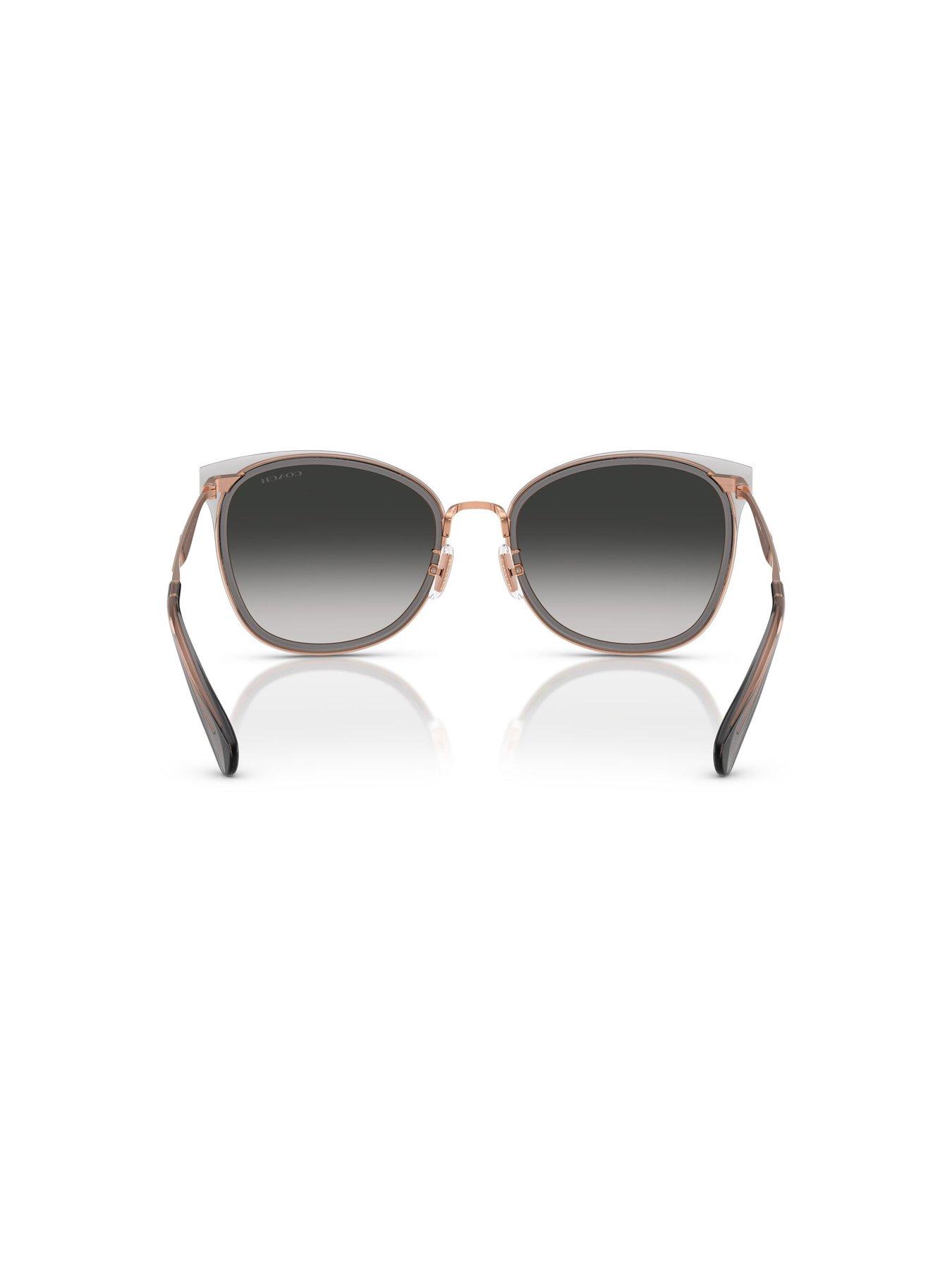 Image 4 of 4 of COACH Square Sunglasses- Rose Gold Metal Frame With Dark Grey Lens