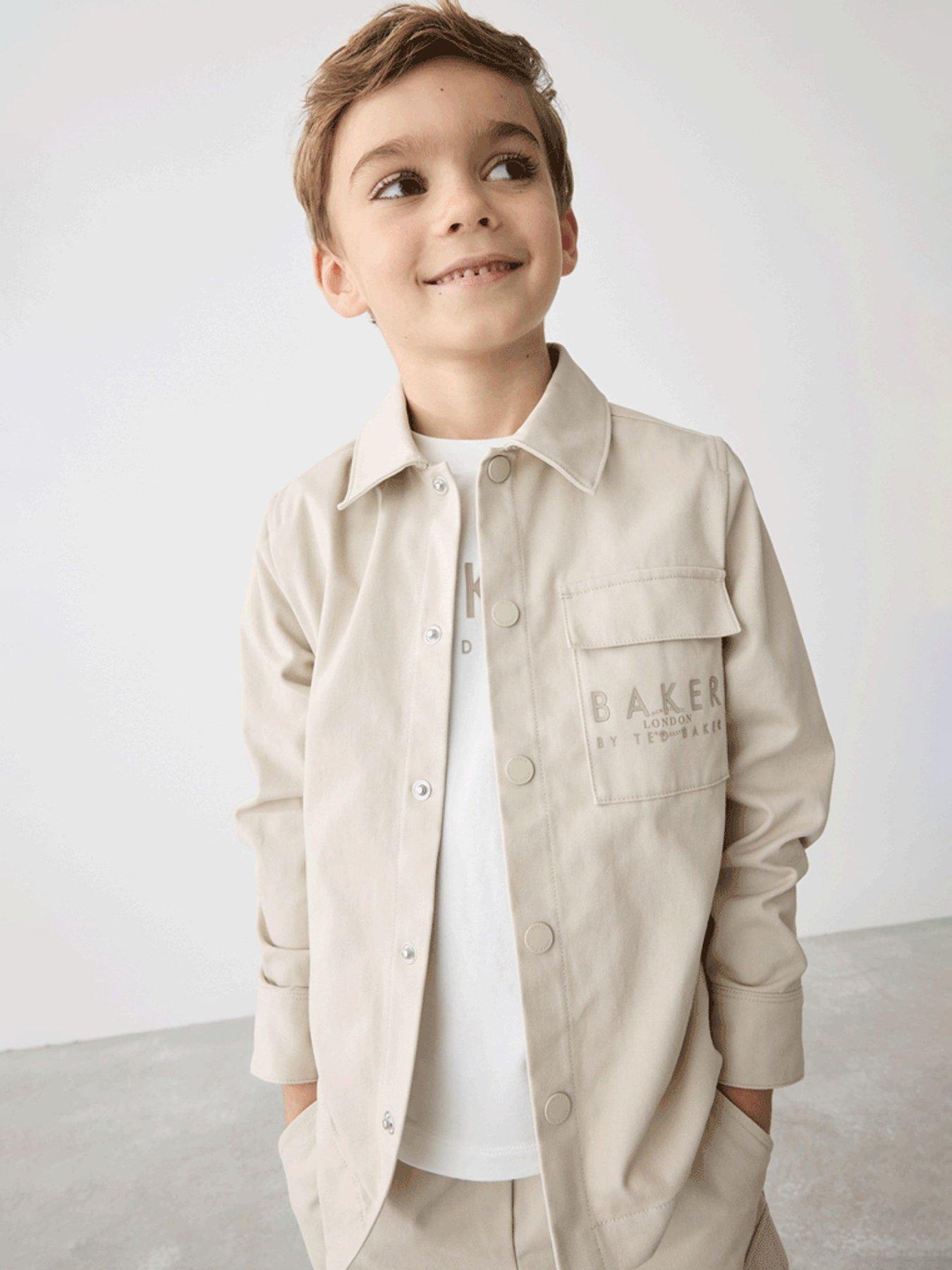 undefined Boys Shacket & Tshirt Set - Stone