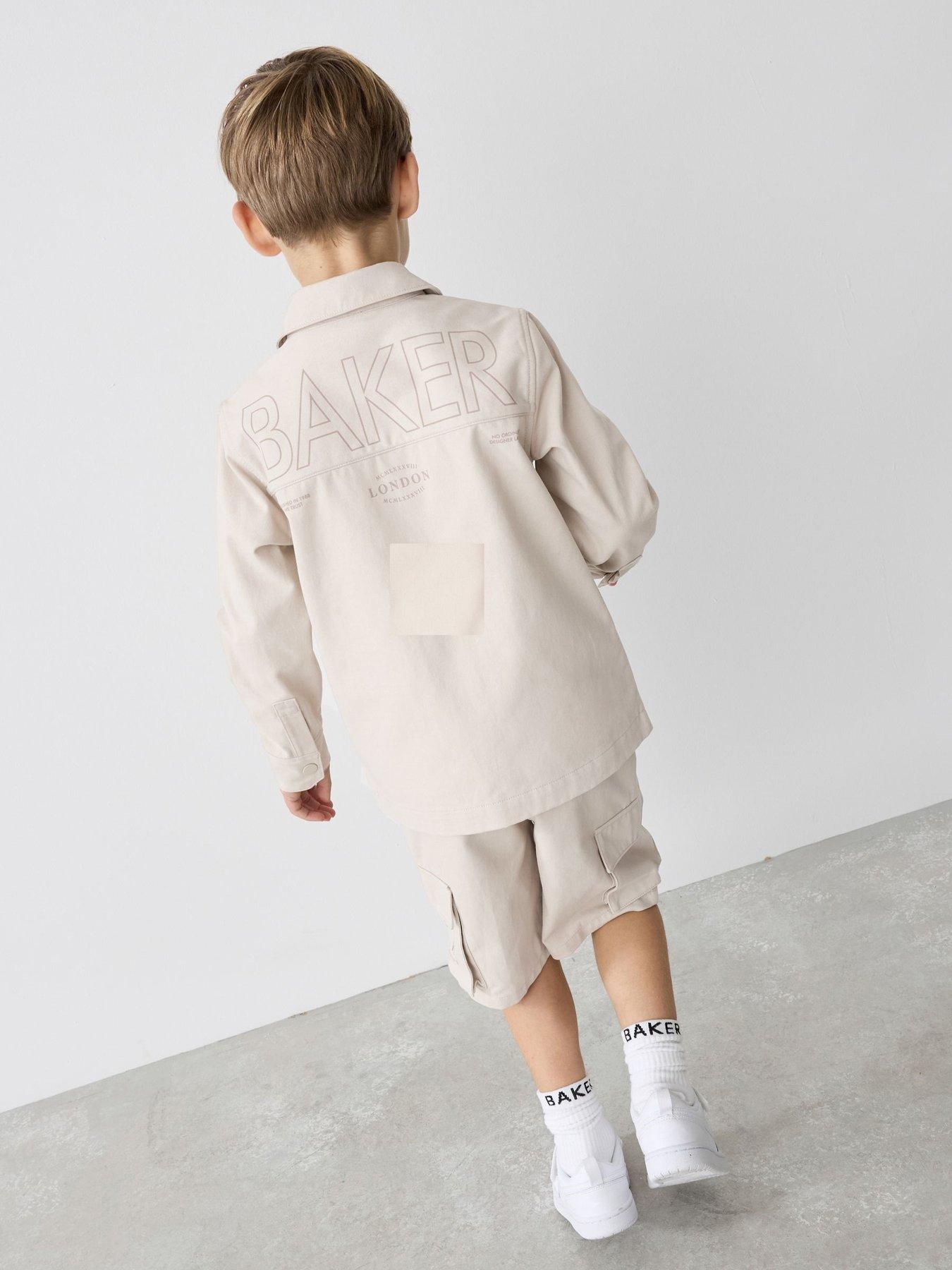 Image 2 of 6 of Ted Baker Boys Shacket & Tshirt Set - Stone