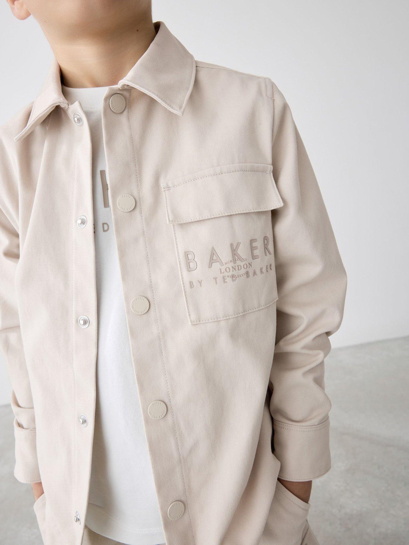 Image 5 of 6 of Ted Baker Boys Shacket & Tshirt Set - Stone