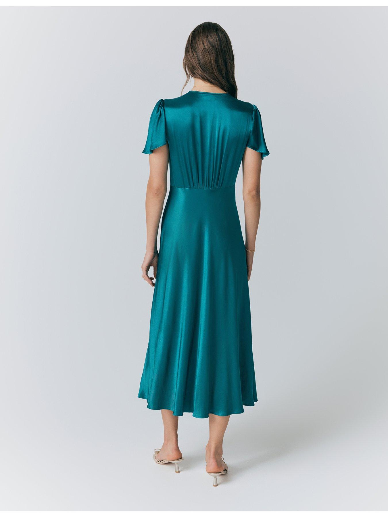 green emerald velvet dress Bias Cut Cowl Neck Dress Hunter / 16