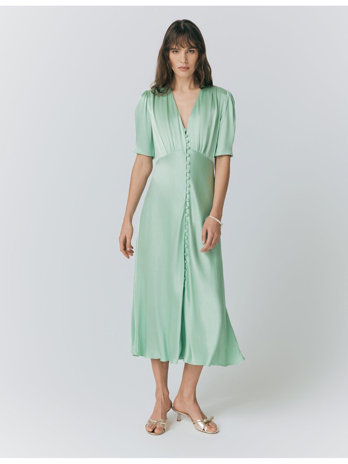 ghost satin midi dress Ghost London Women's Meryl Satin Midi Dress - White - Size 6