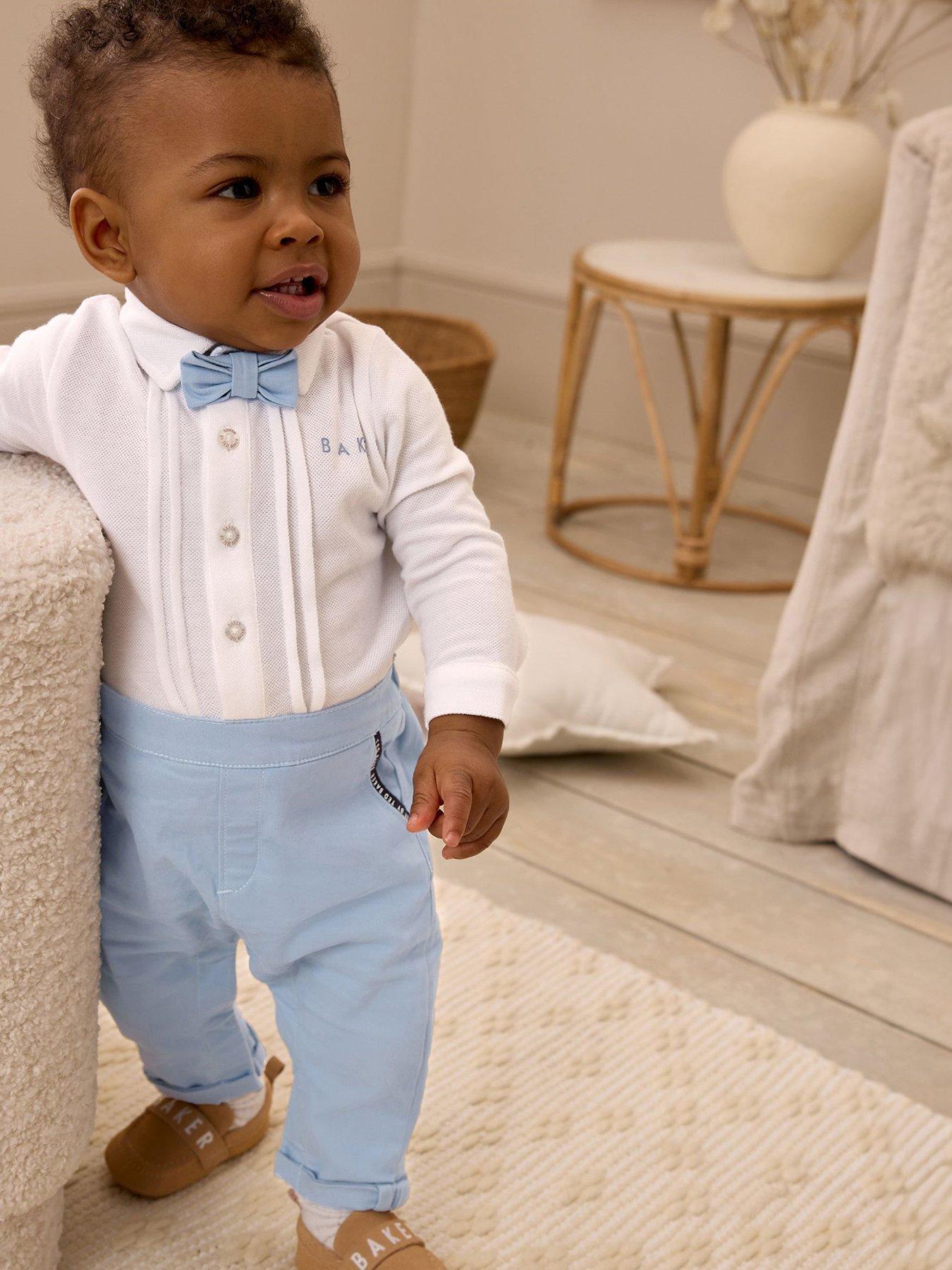 undefined Baby Boys Smart Mock Romper - Blue