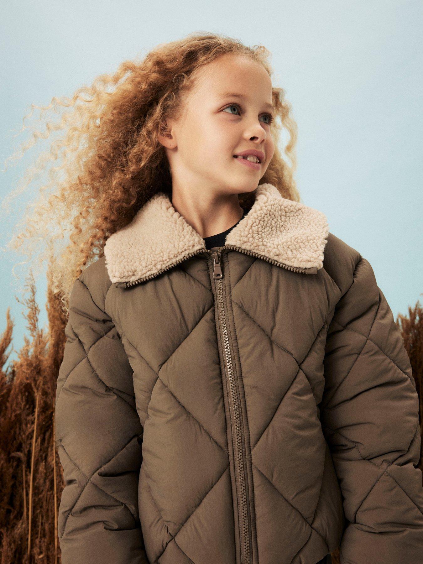 Name It Girls Borg Collar Padded Jacket - Morel - Brown