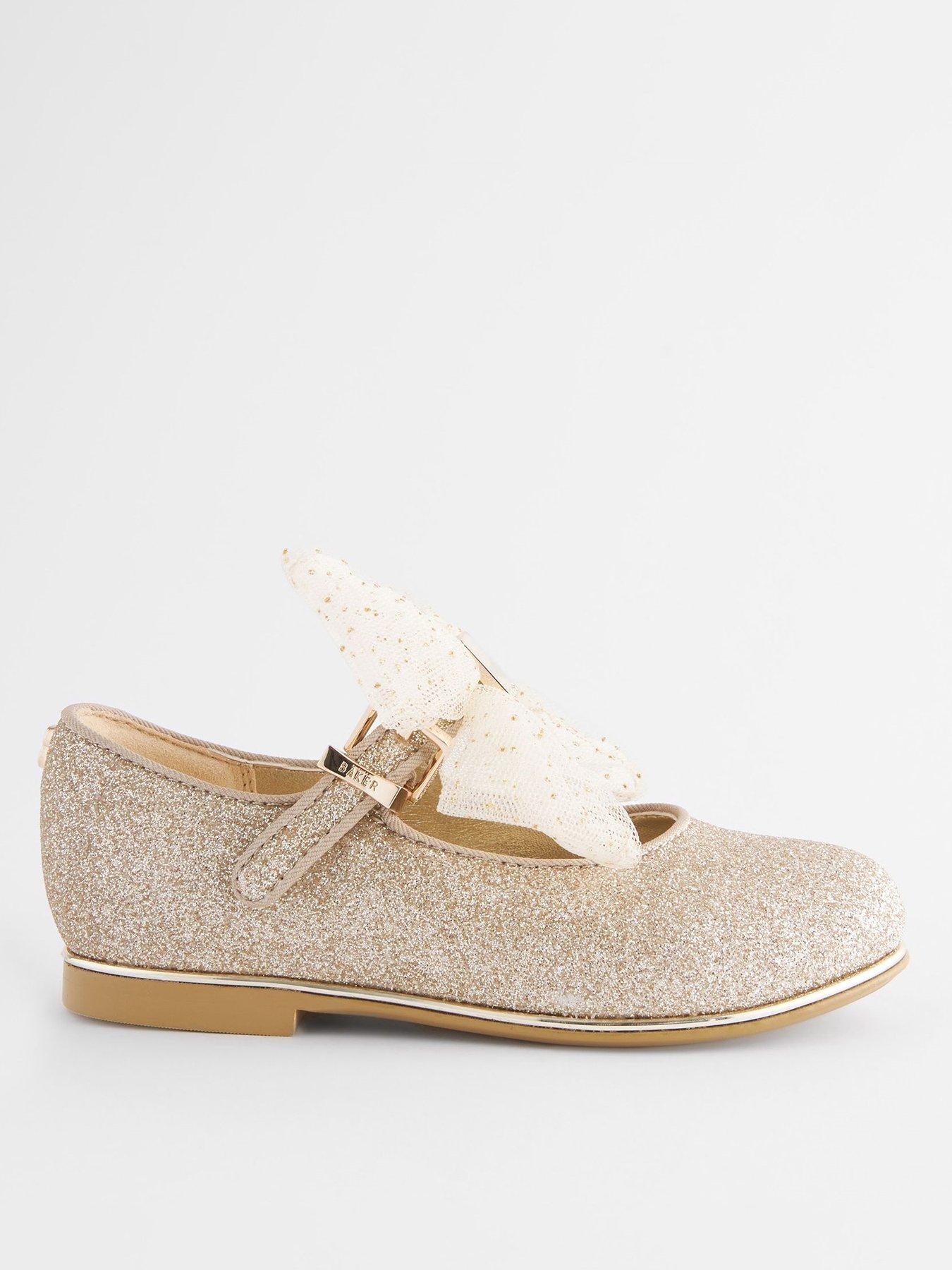 undefined Glitter Shoes With Bow - Gold