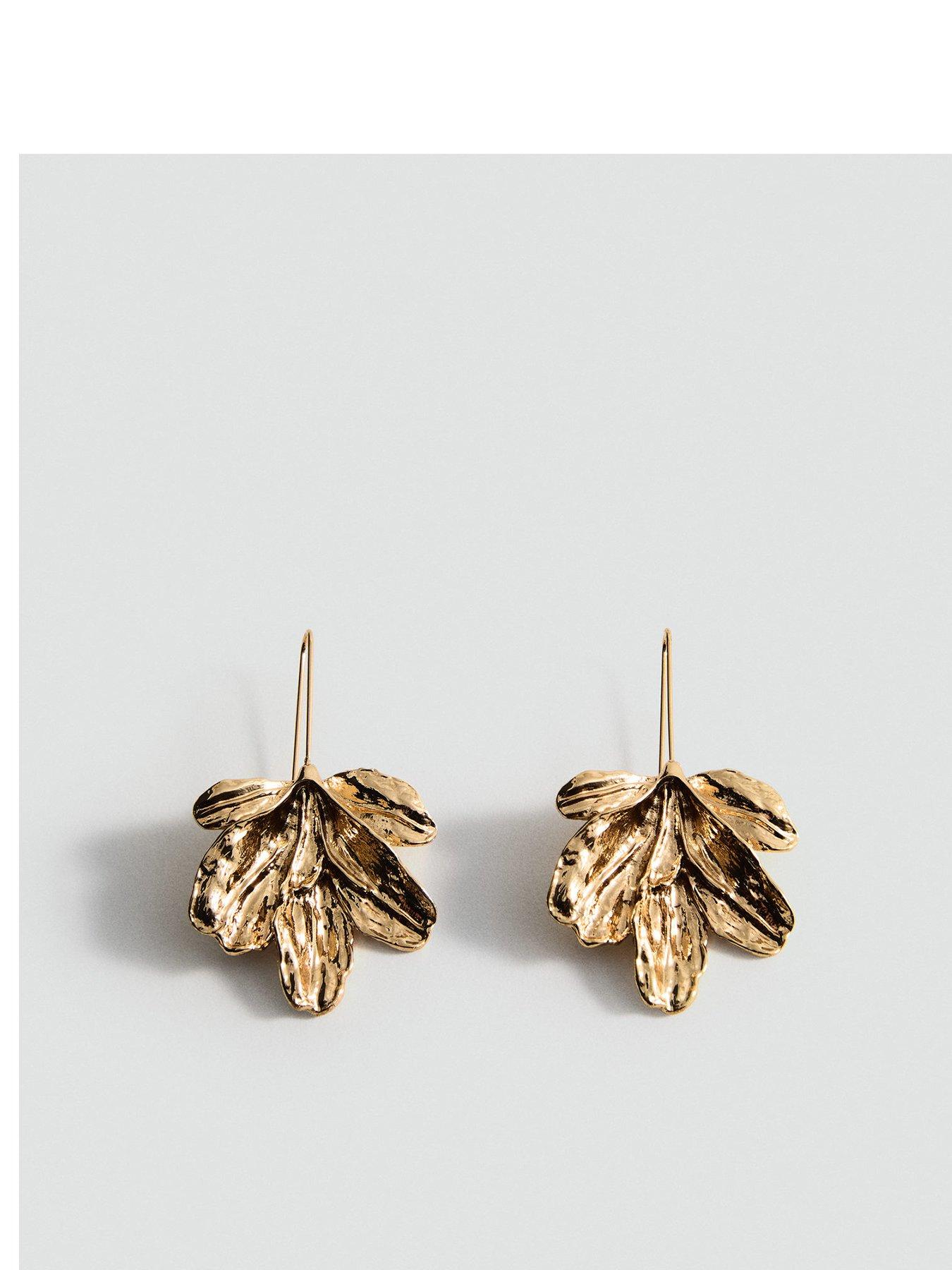 undefined Hanging Floral Earrings - Gold