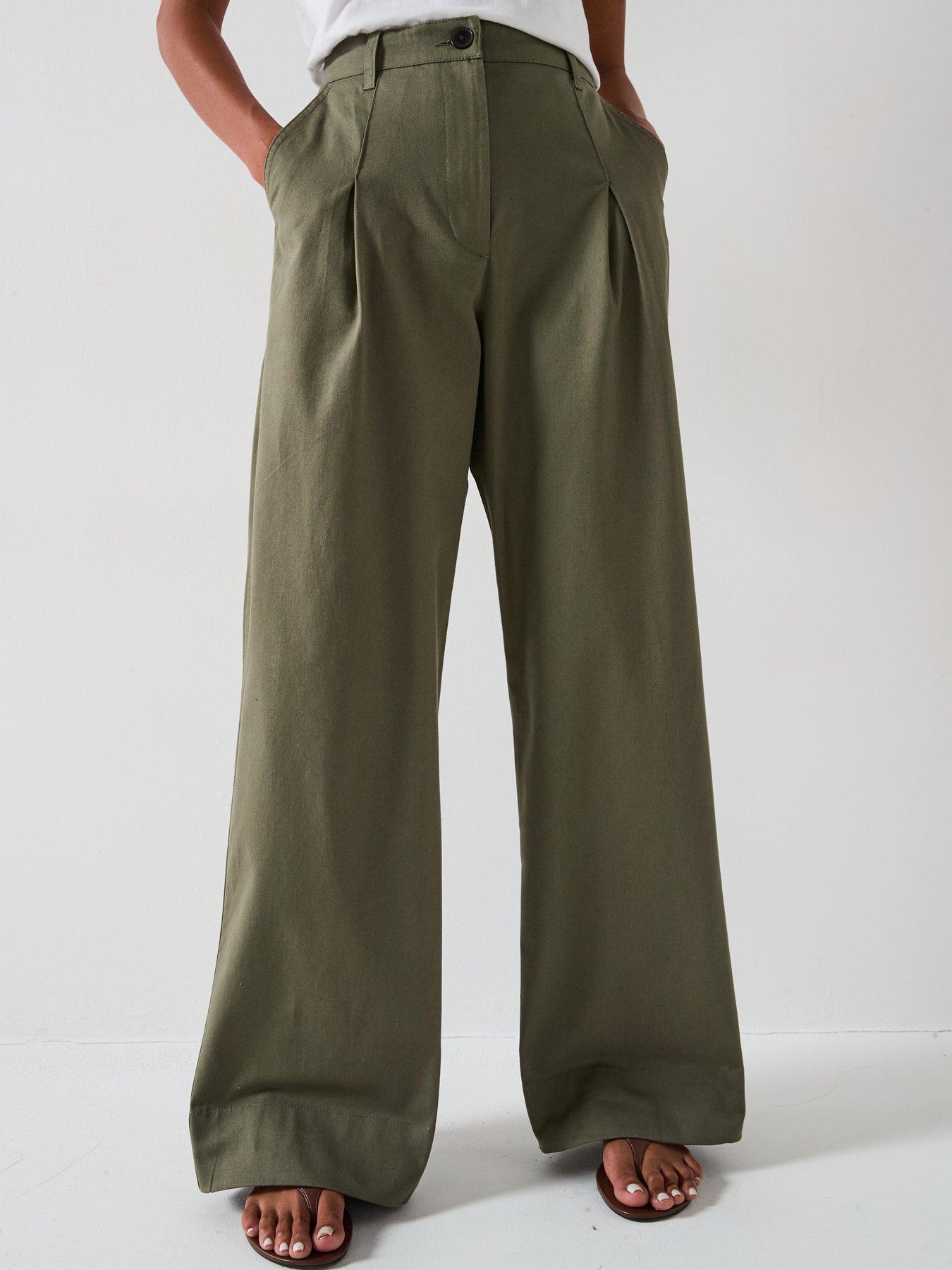 undefined Wide Leg Trousers - Khaki