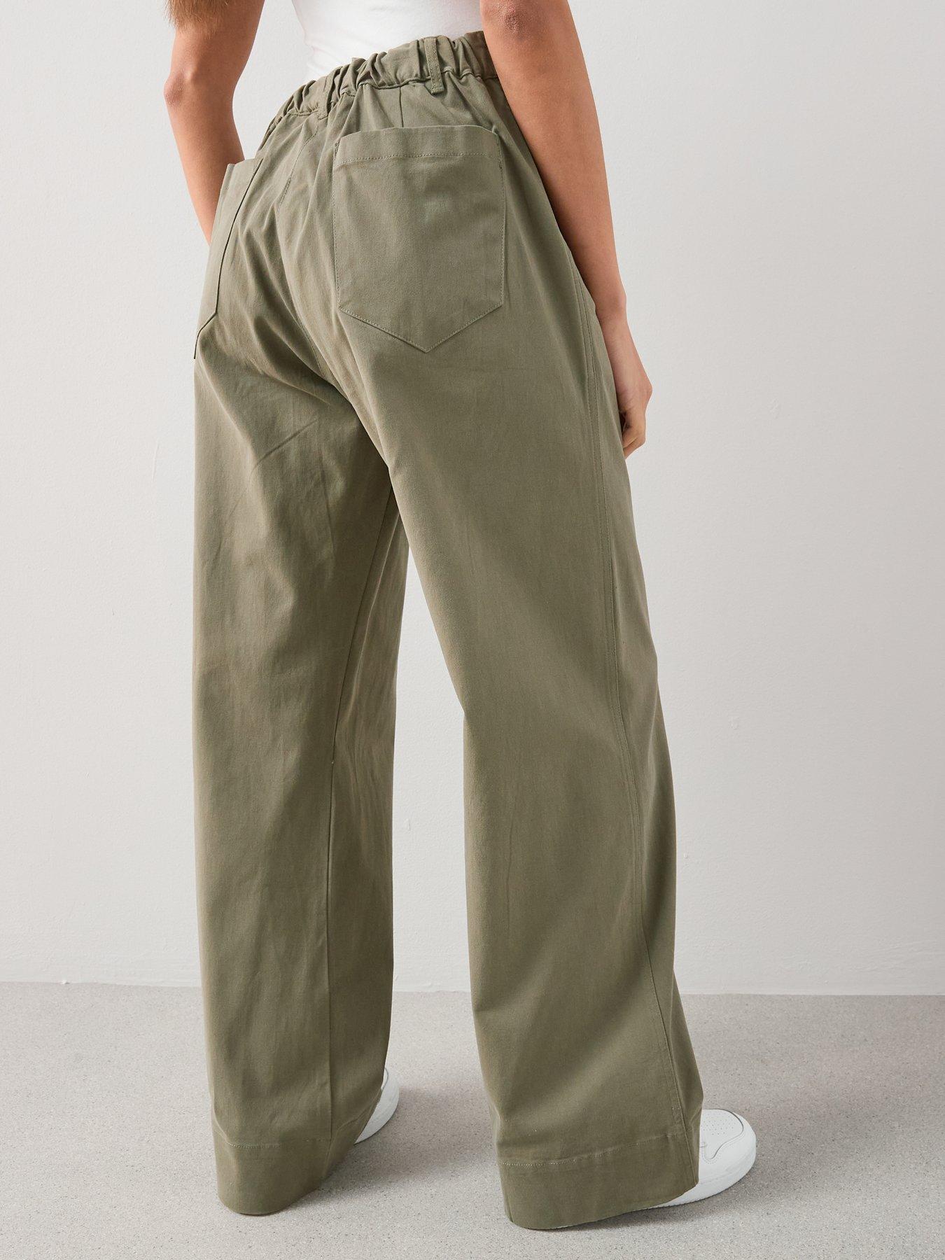 Image 2 of 7 of The Very Collection Pleat Top Wide Leg Casual Trouser - Khaki
