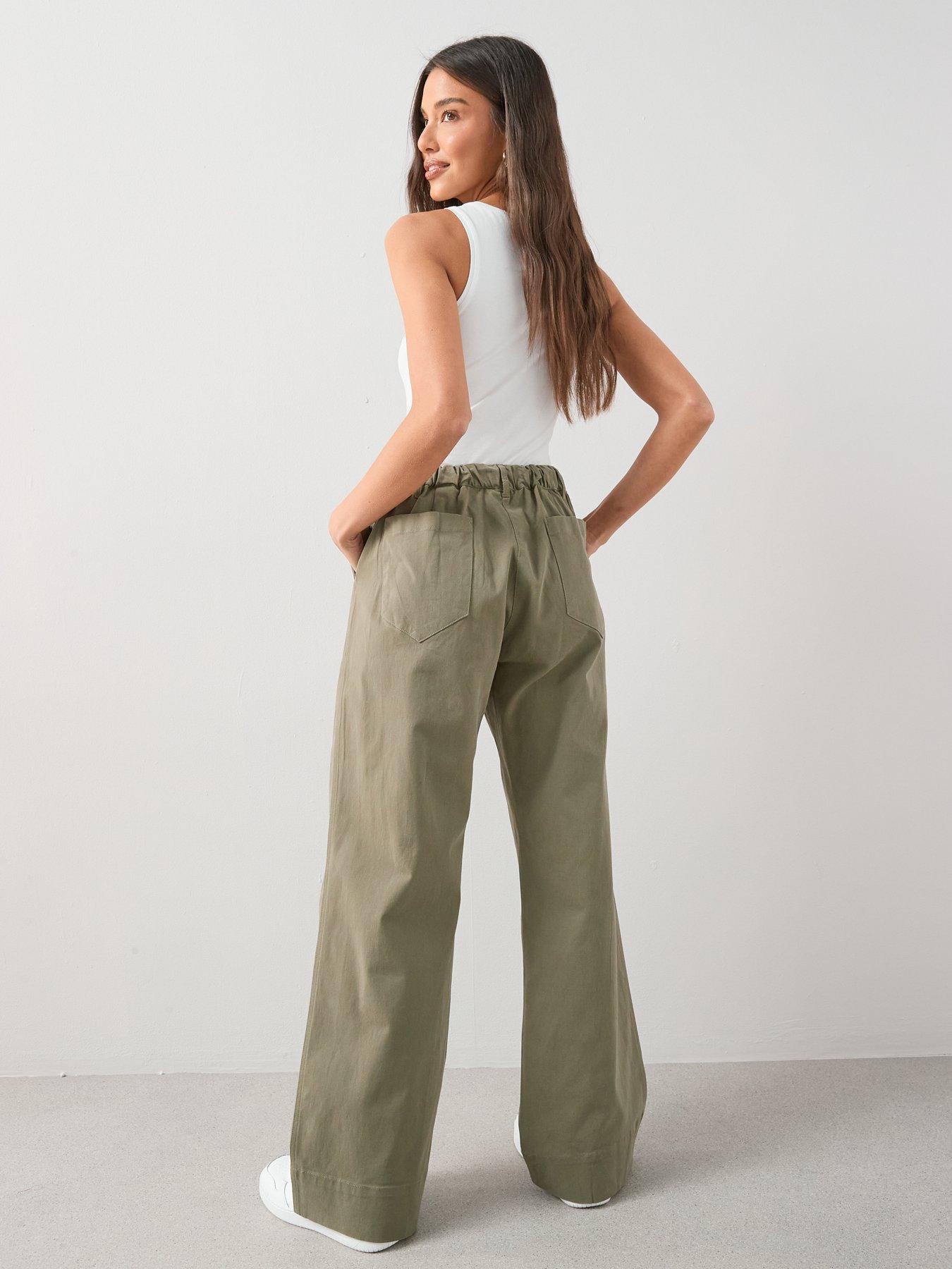 Image 5 of 7 of The Very Collection Pleat Top Wide Leg Casual Trouser - Khaki