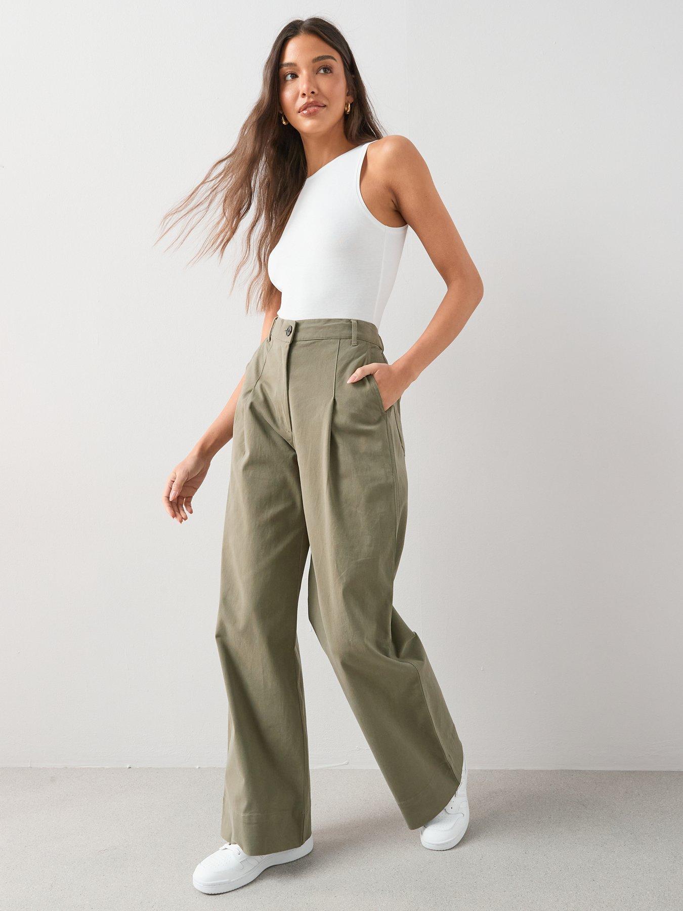 Image 6 of 7 of The Very Collection Pleat Top Wide Leg Casual Trouser - Khaki