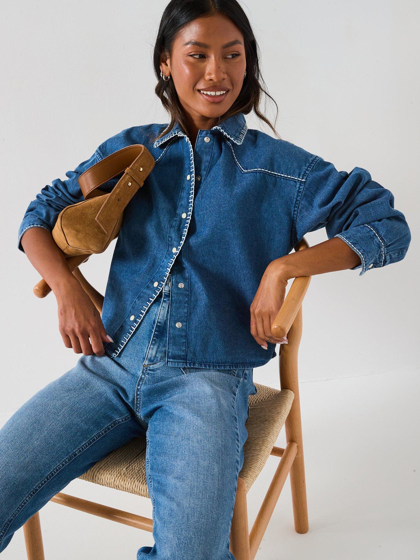 V by Very Rodeo Embroidery Denim Shirt - Dark Wash | Very