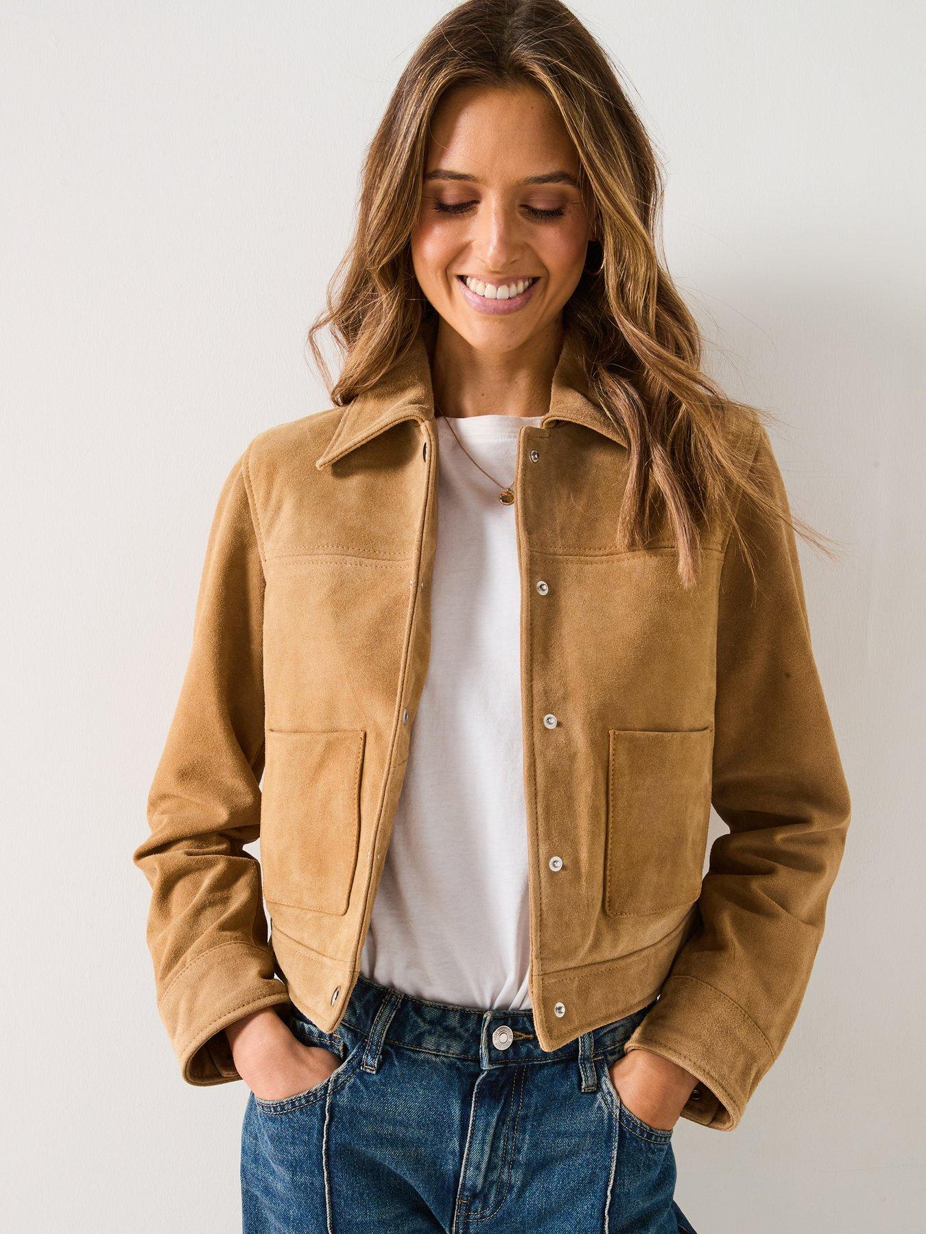 undefined Suede Pocket Jacket - Brown