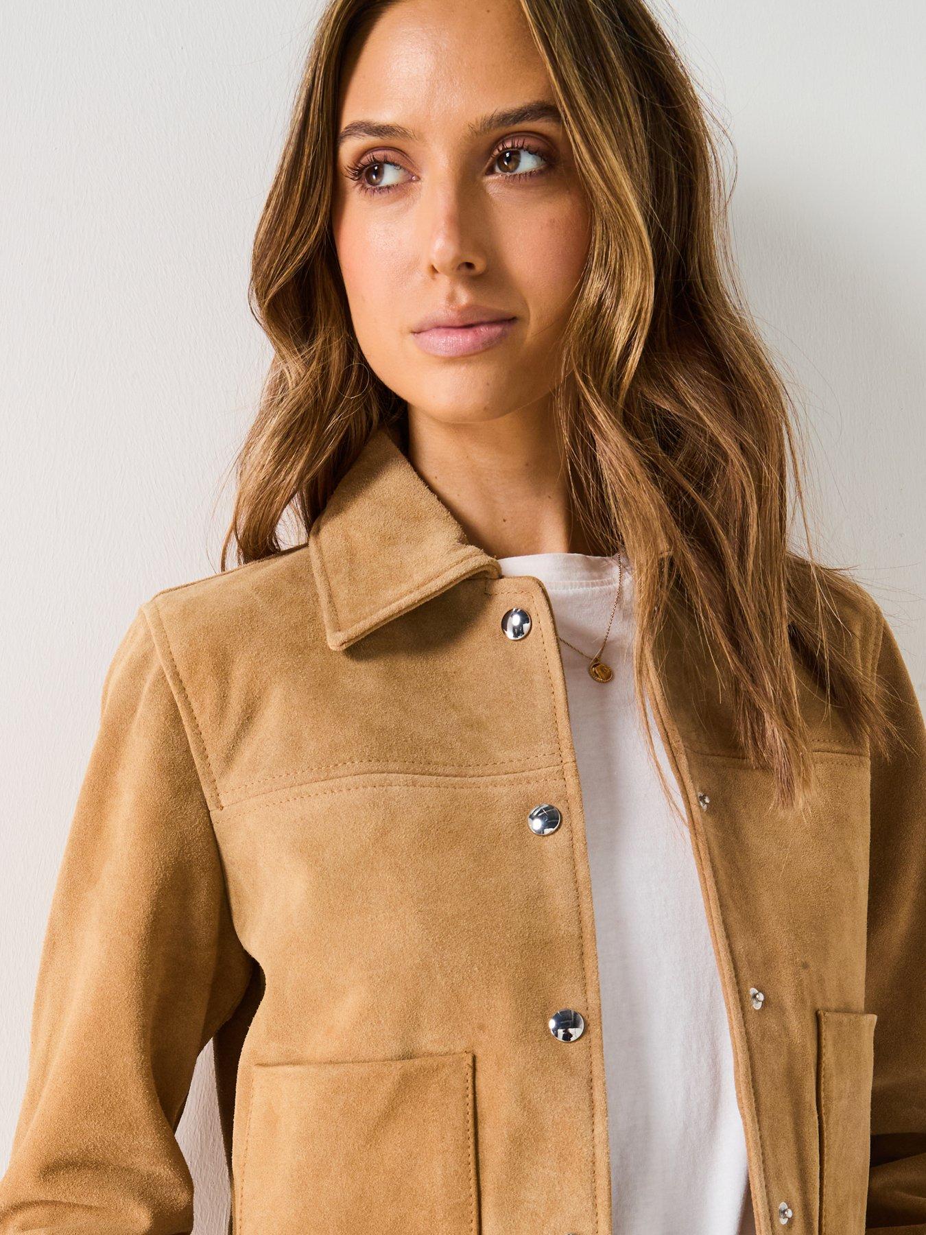 Image 4 of 5 of Mango Suede Pocket Jacket - Brown
