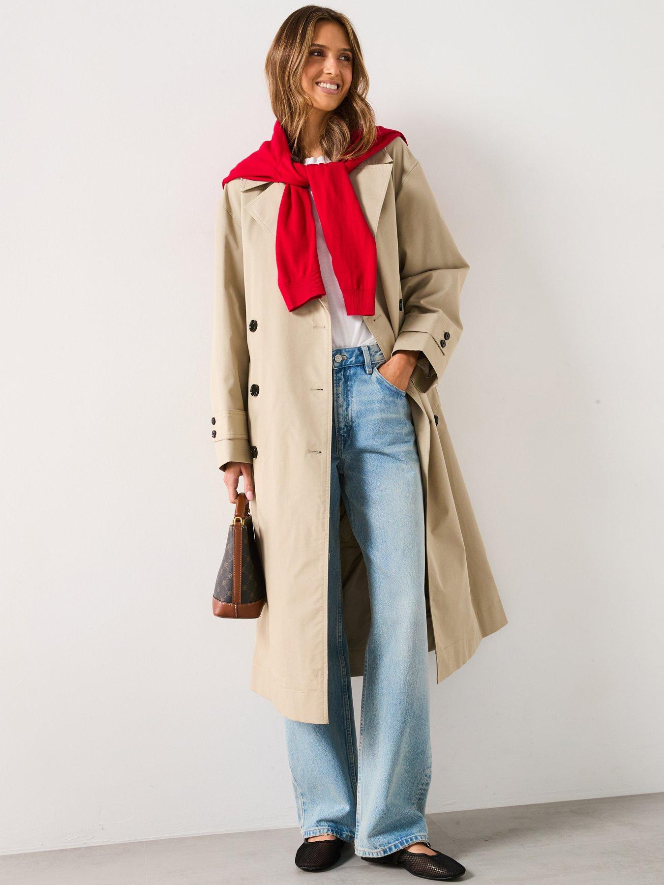 undefined Long Oversized Double Breasted Trench Coat