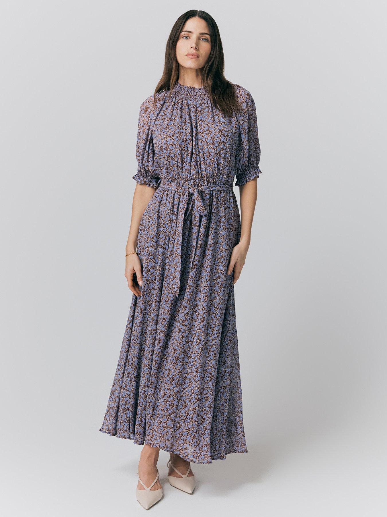 strapless open back dress Rosalie Floral Chiffon Maxi Dress - Purple