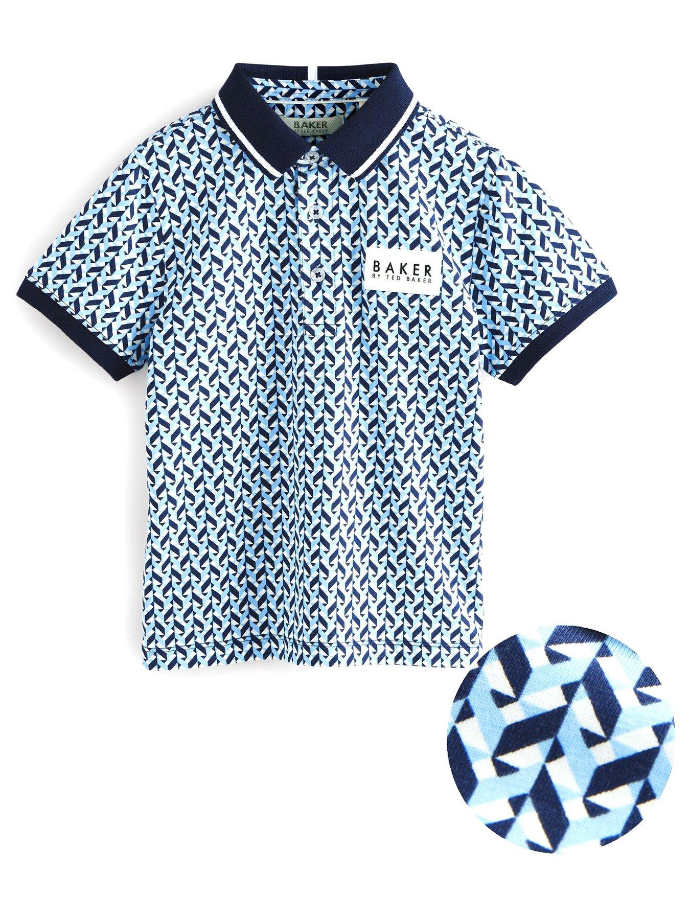 undefined Geometric Print Polo Shirt - Navy