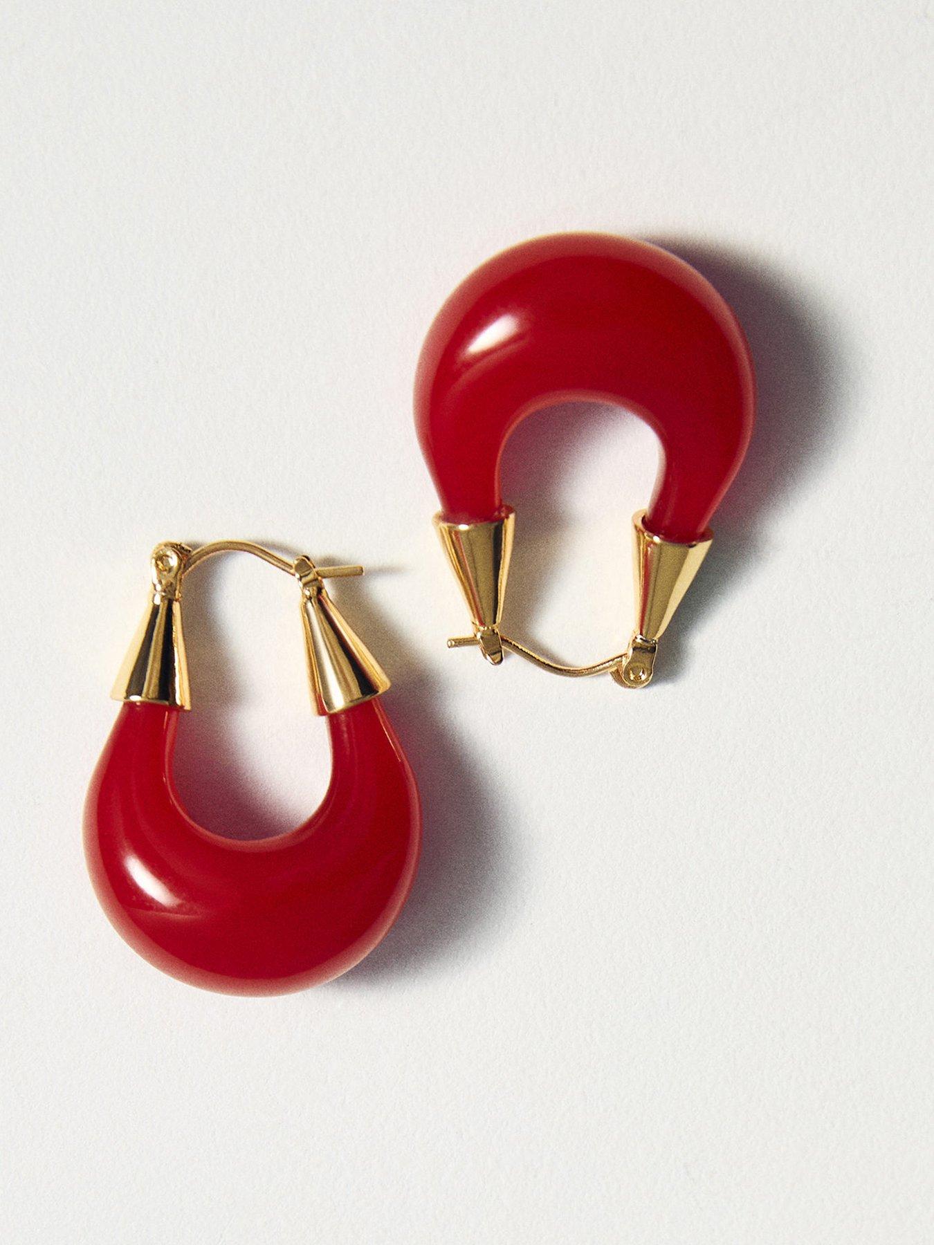 undefined Mixed Hoop Earrings - Red