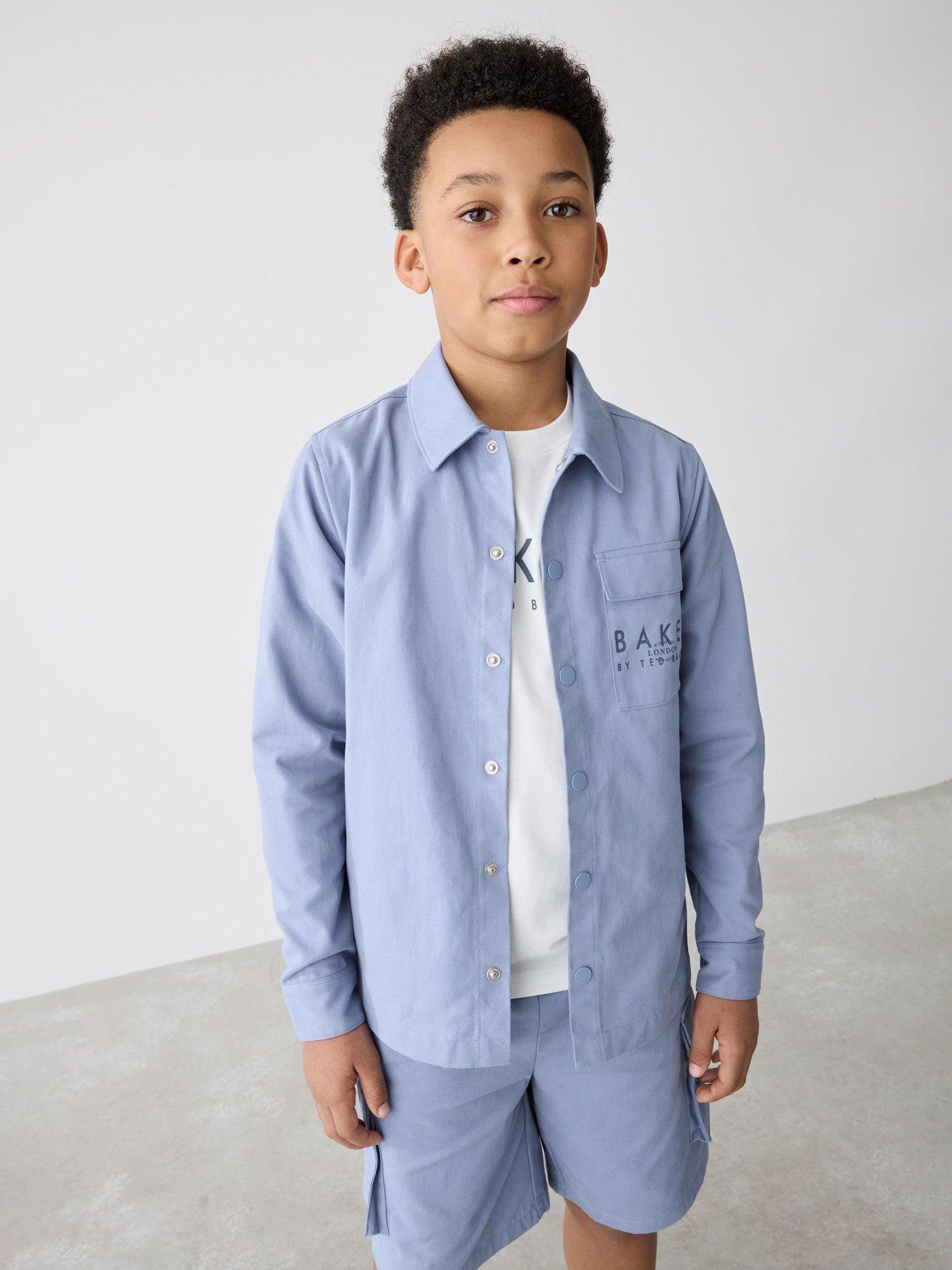 undefined Boys Shacket & Tshirt Set - Blue