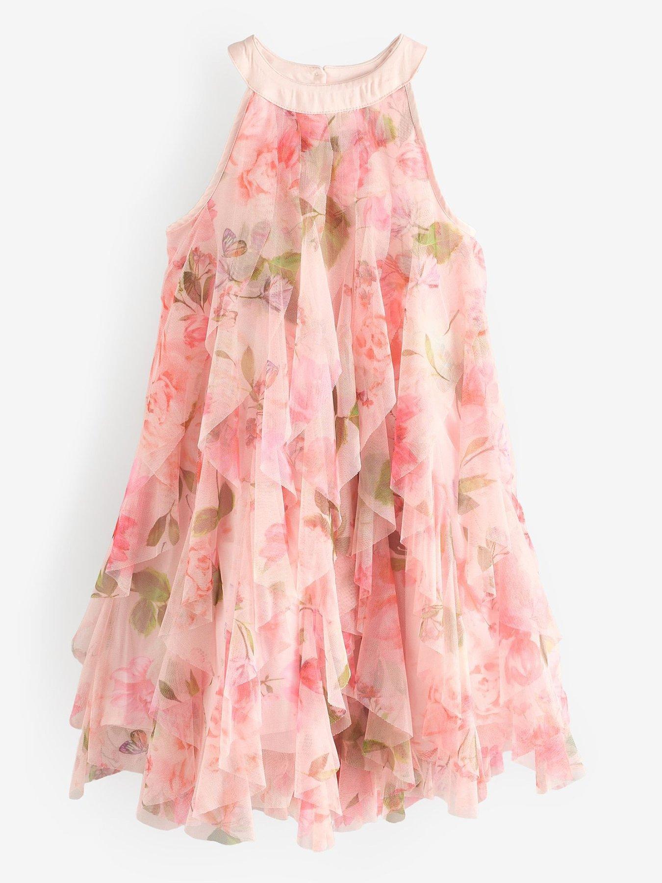 undefined Girls Mesh Dress - Pink