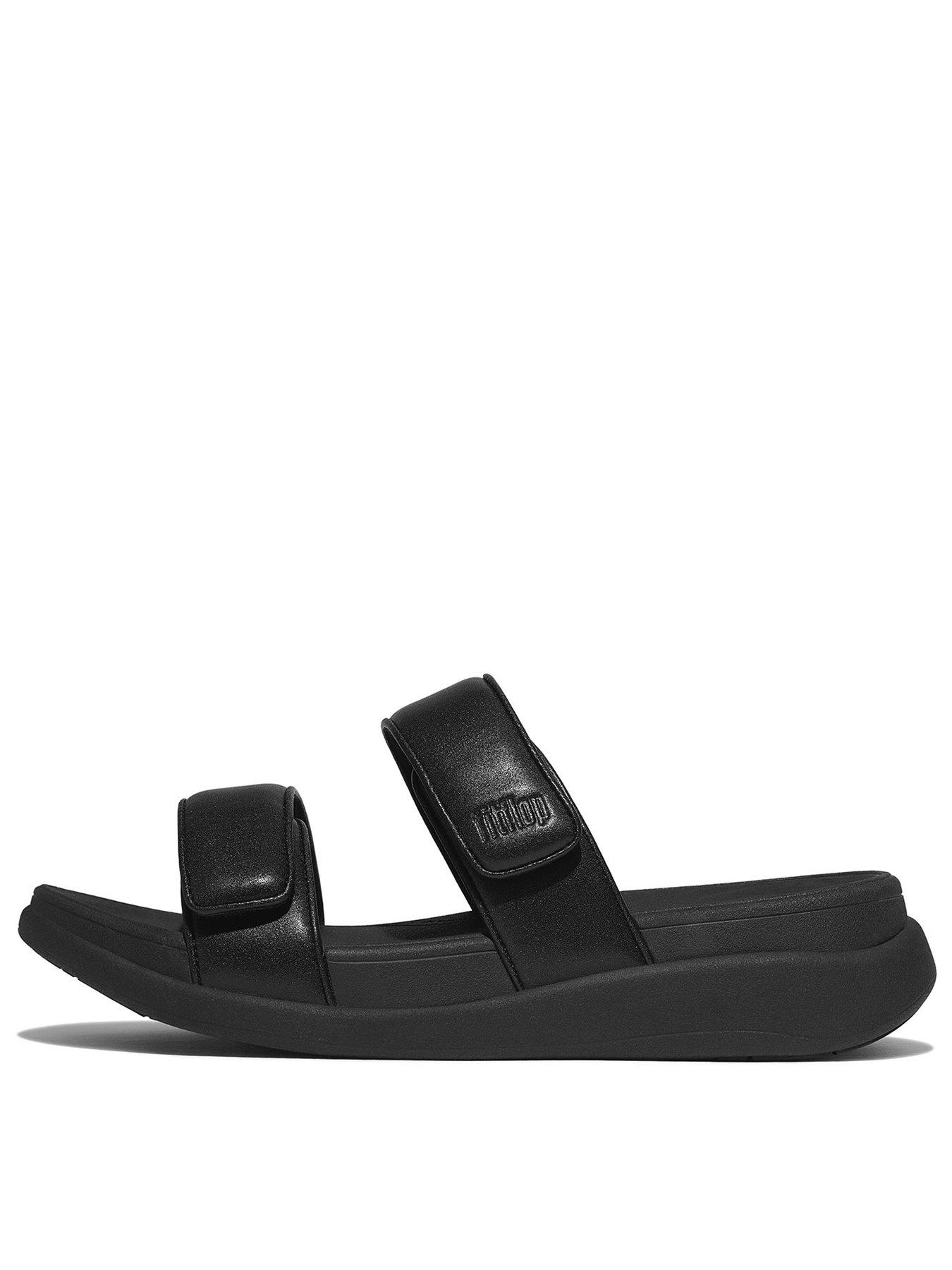 FitFlop F-mode Go 2 Bar Velcro Slide - All Black