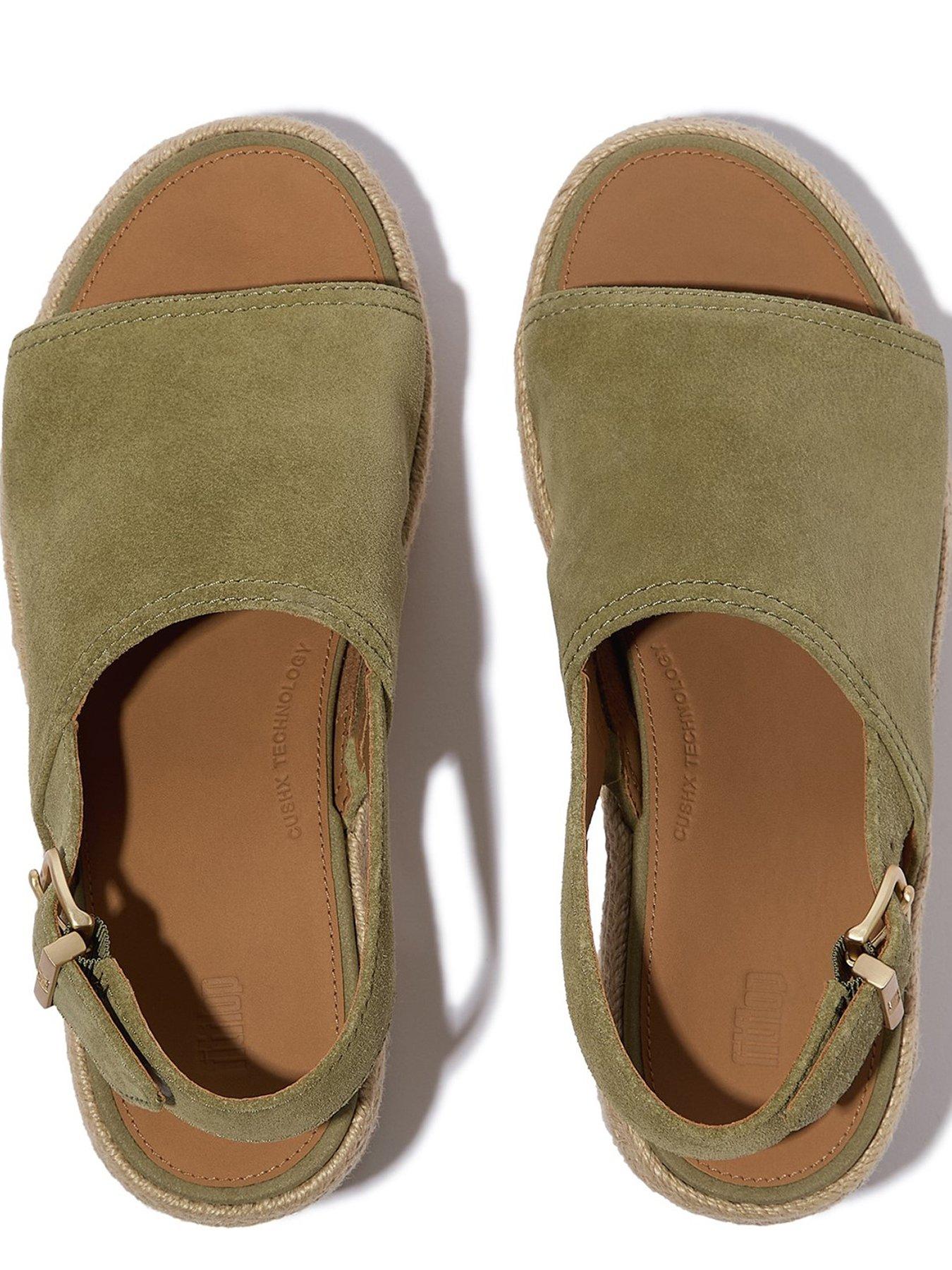 FitFlop Platfforms Wedge Espadrille Back Strap Sandal Camo-green