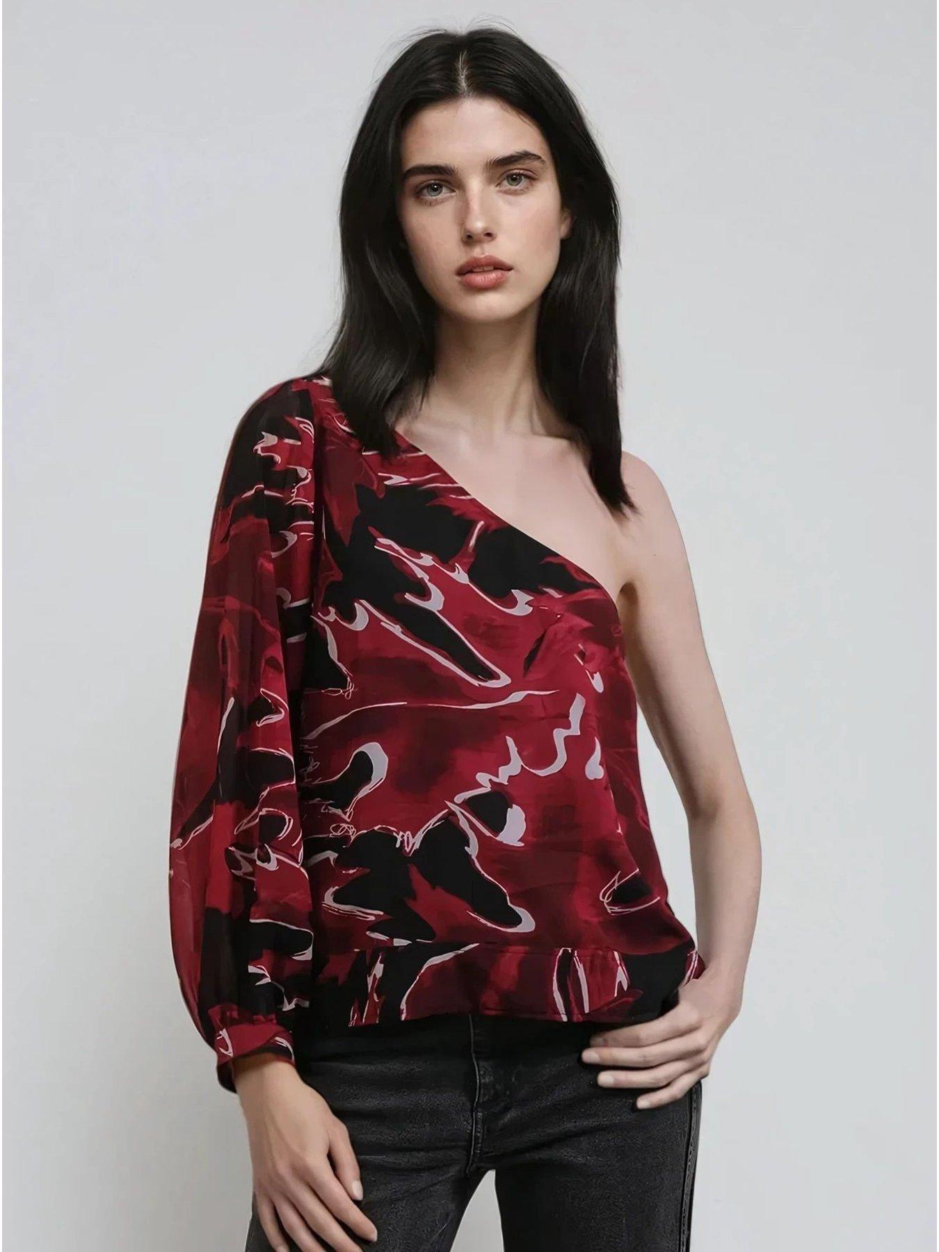 undefined Julia One Shoulder Top - Red