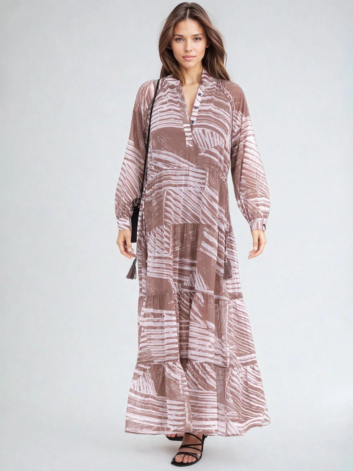 Image 1 of 4 of Religion Callisto Tiered Maxi Dress  - Beige