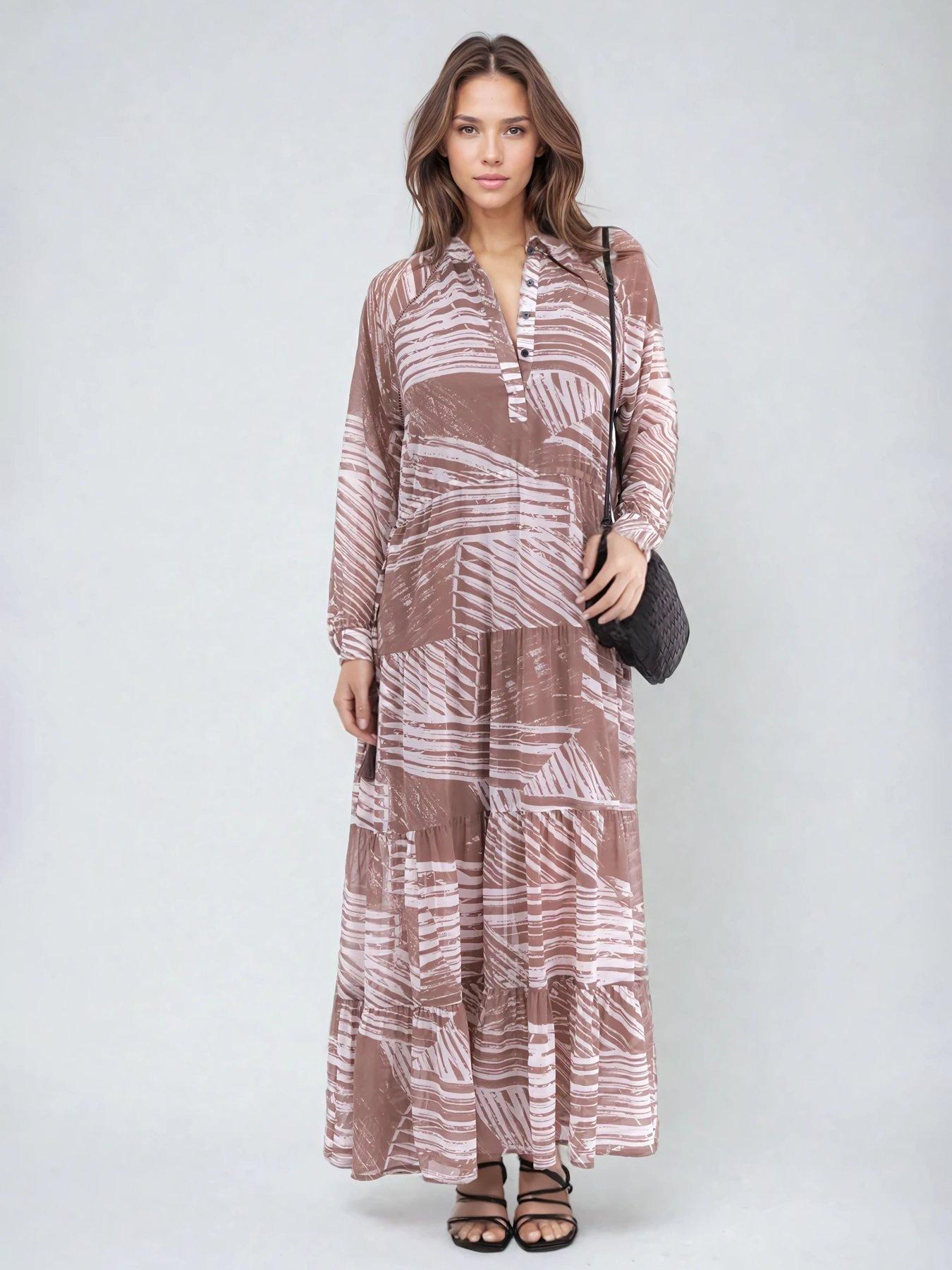 Image 3 of 4 of Religion Callisto Tiered Maxi Dress  - Beige