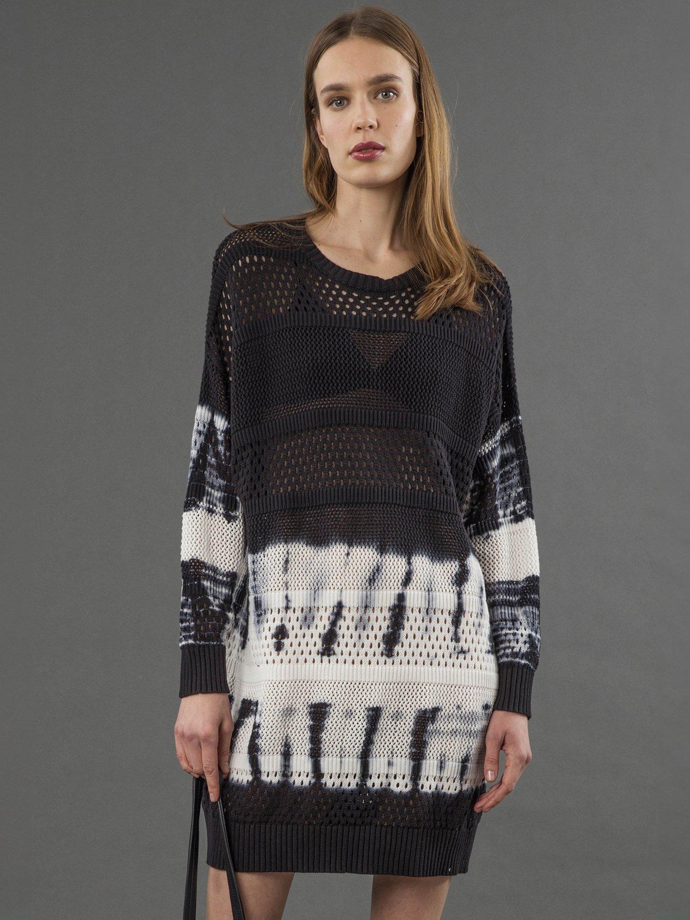 undefined Spinel Tie Dye Knitted Tunic Dress - Black