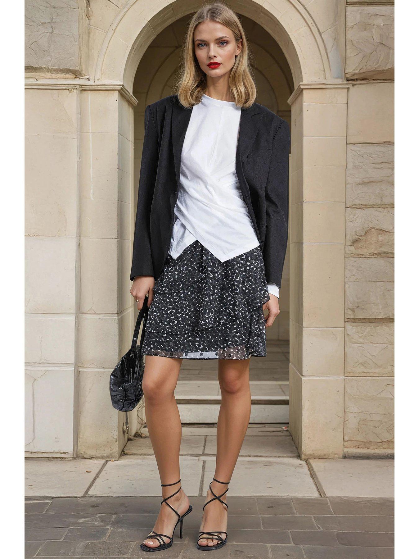 undefined Decoy Mini Skirt In Polka Dot - Black