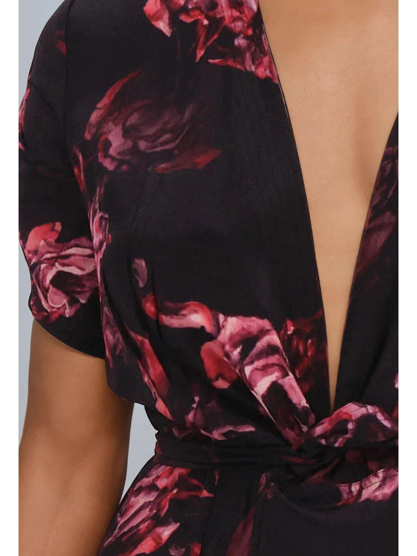 Religion Fade Maxi 2 Way Wrap Dress In Dark Floral - Black | Very