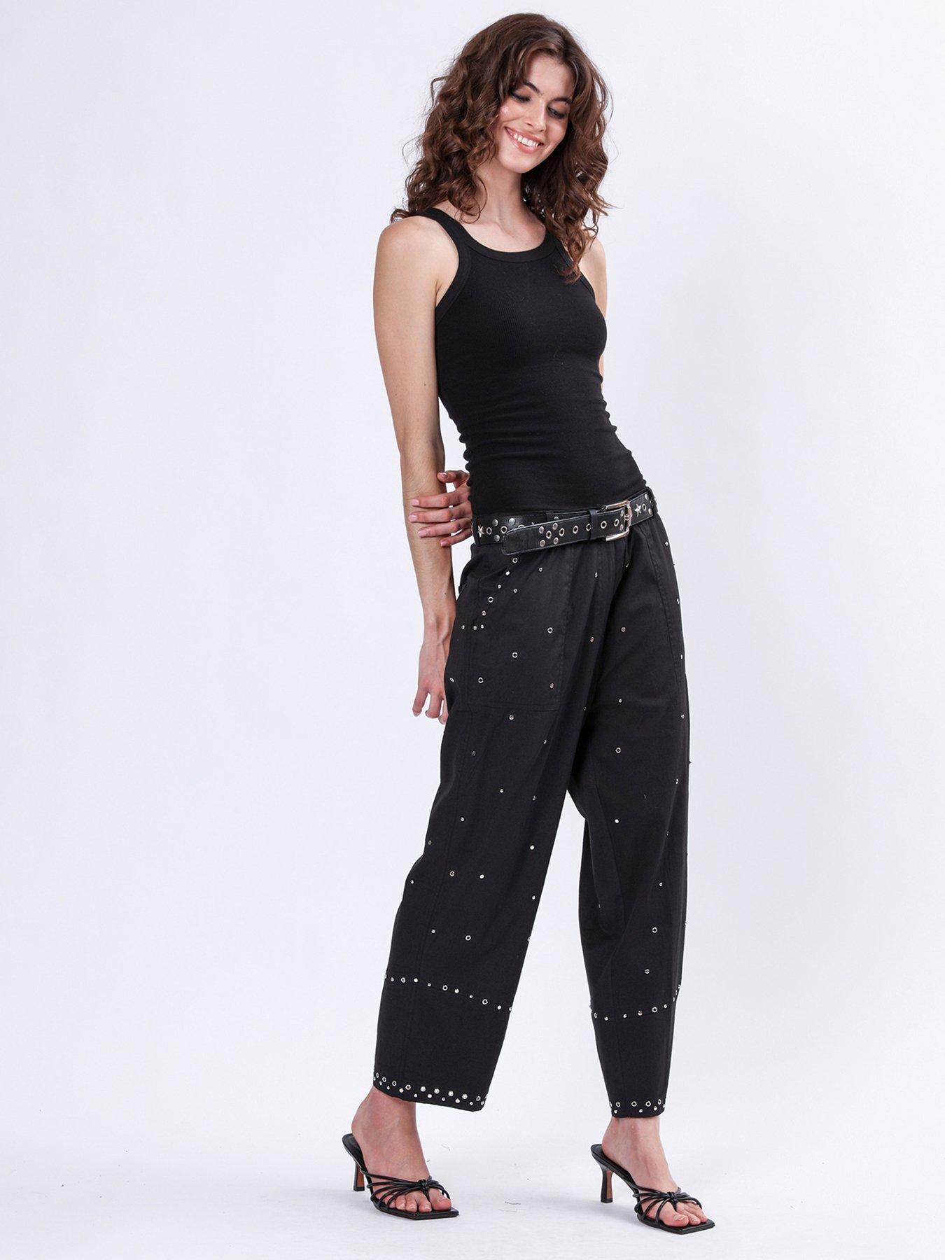 Image 3 of 5 of Religion Granite Trousers With All Over Studs - Black