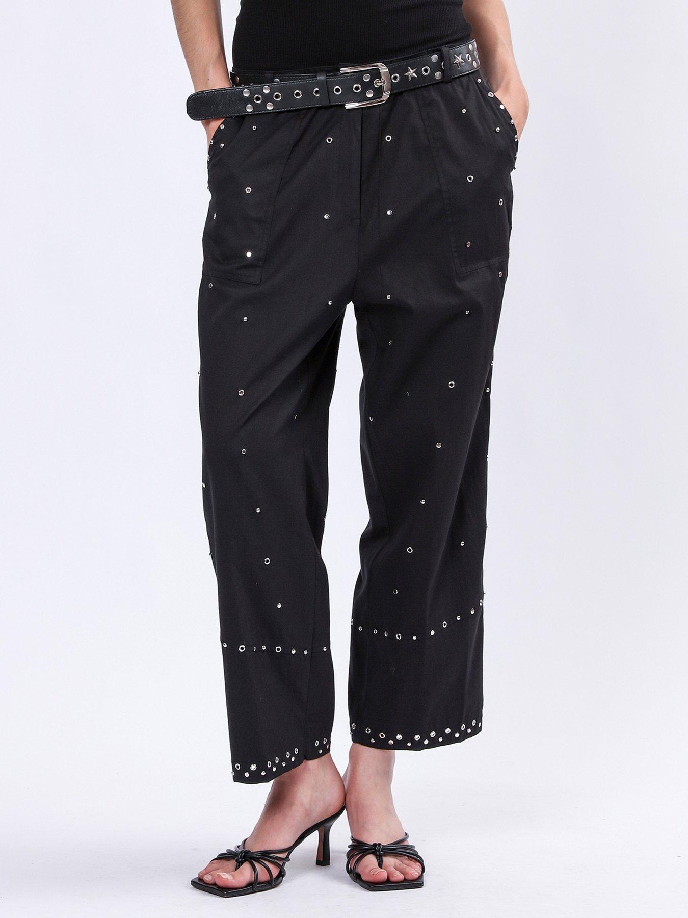 Image 4 of 5 of Religion Granite Trousers With All Over Studs - Black