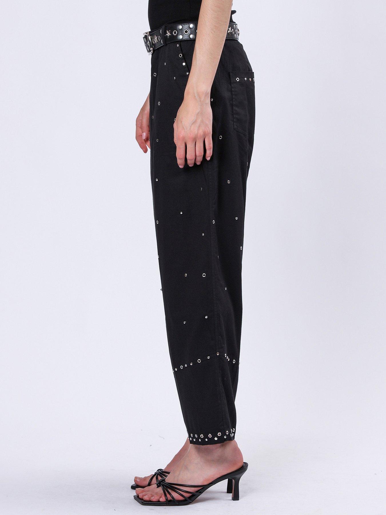 Image 5 of 5 of Religion Granite Trousers With All Over Studs - Black