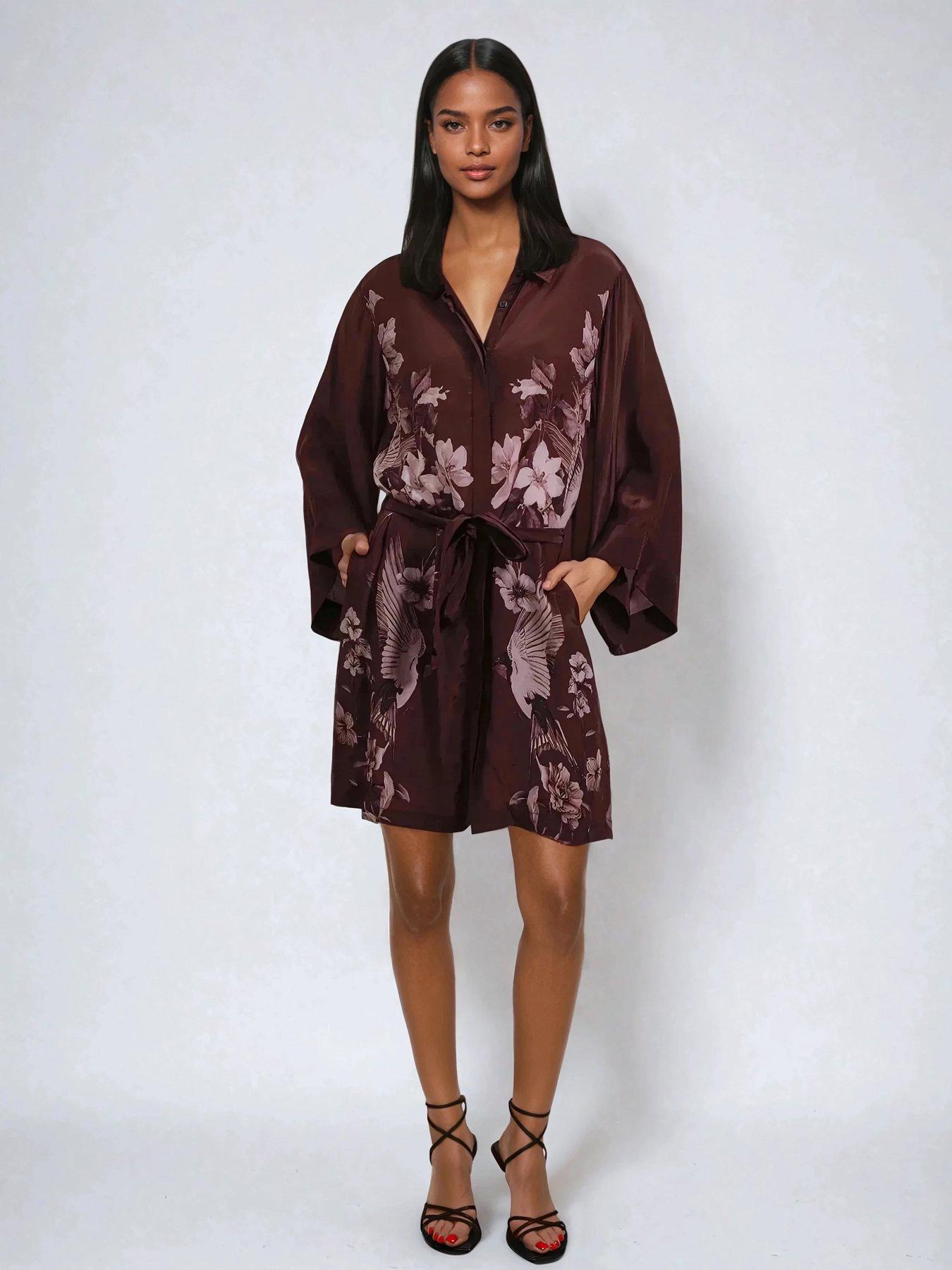 Religion Inversion Lust Tunic Dress With Kimono Sleeves - Brown | Very