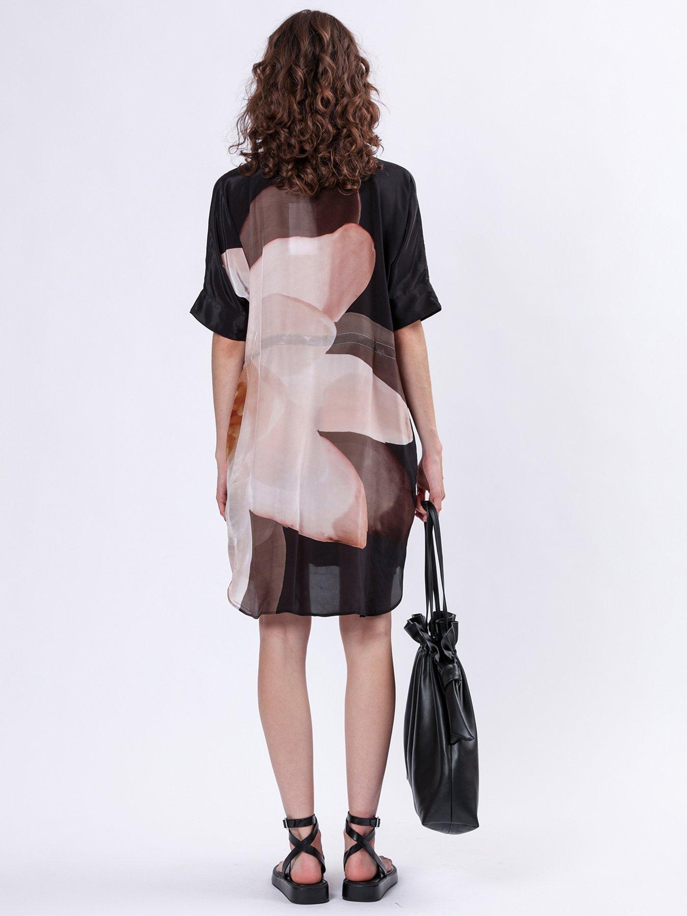 Image 2 of 6 of Religion Jade Floral Placement Tunic Dress - Beige