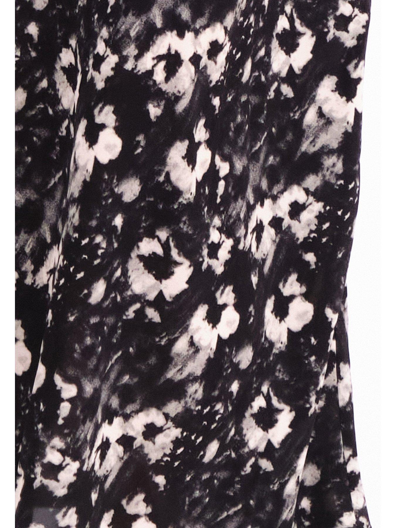 Image 6 of 6 of Religion Element Bias Cut Maxi Slip Dress In Dark Floral - Black