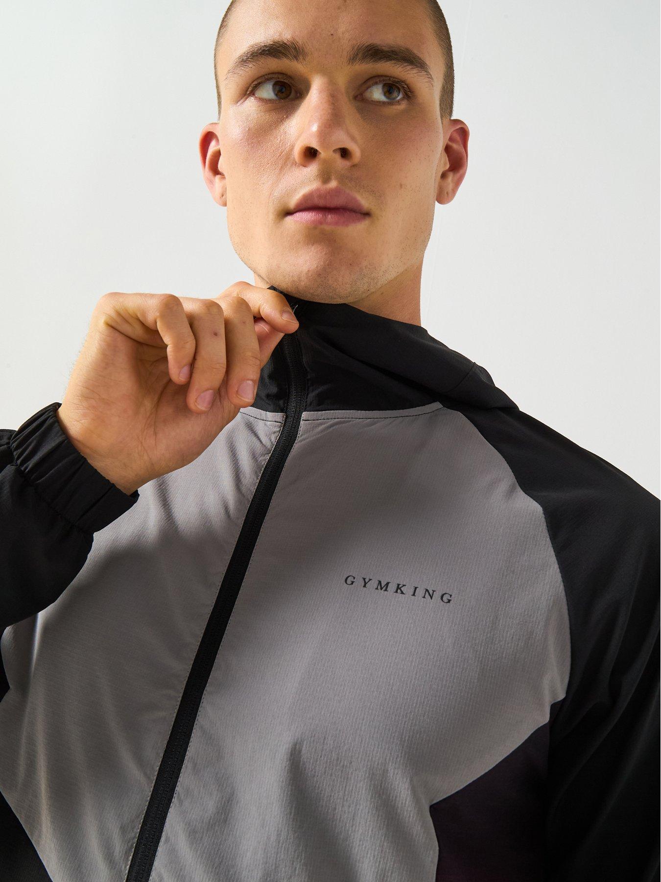 Gym King Men's Ombre Windbreaker - Black/Grey