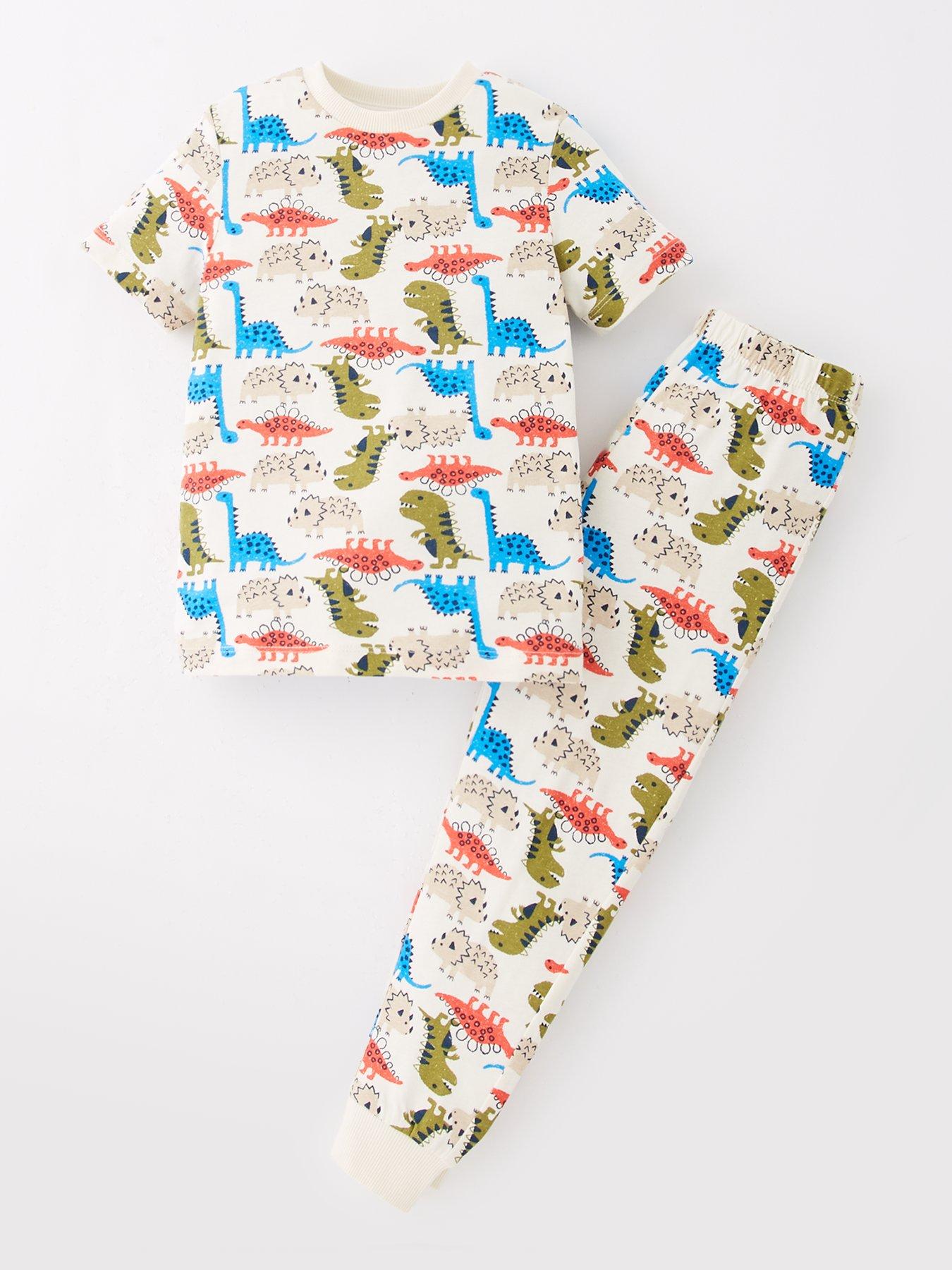 undefined Boys Dinosaur Print Pyjama Set - White