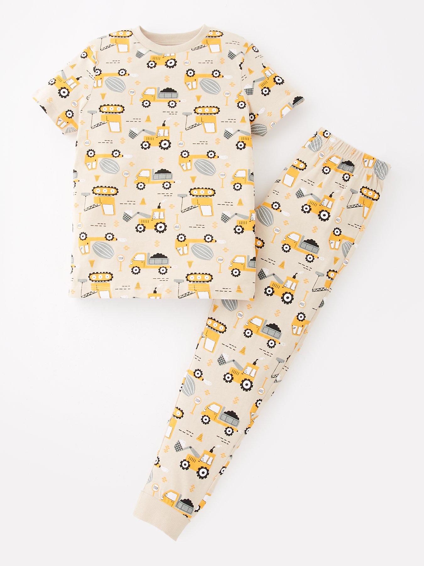 The Very Collection Boys Digger Pyjama Set - Stone