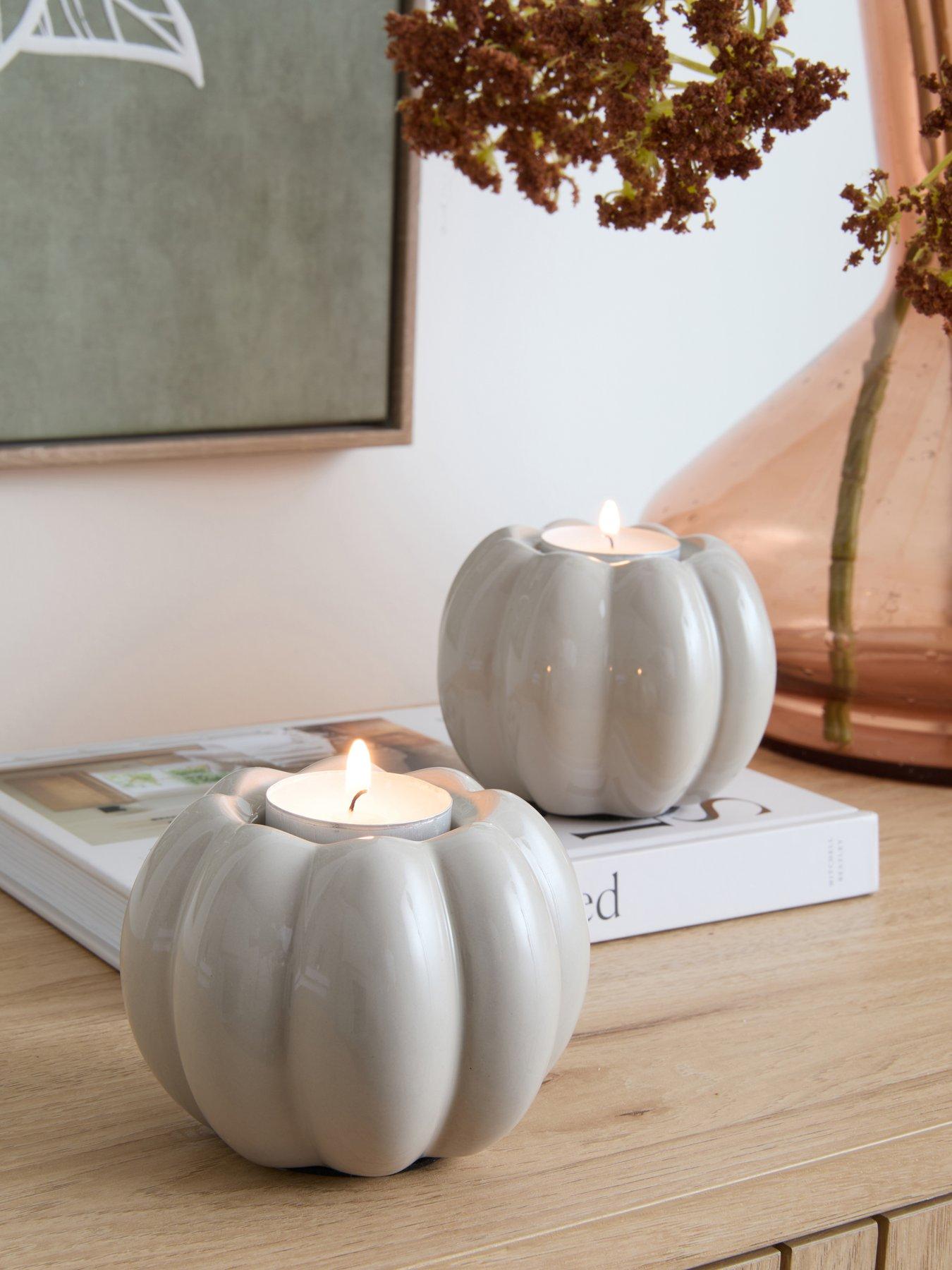 undefined Set of 2 Pumpkin Tea Light Holders